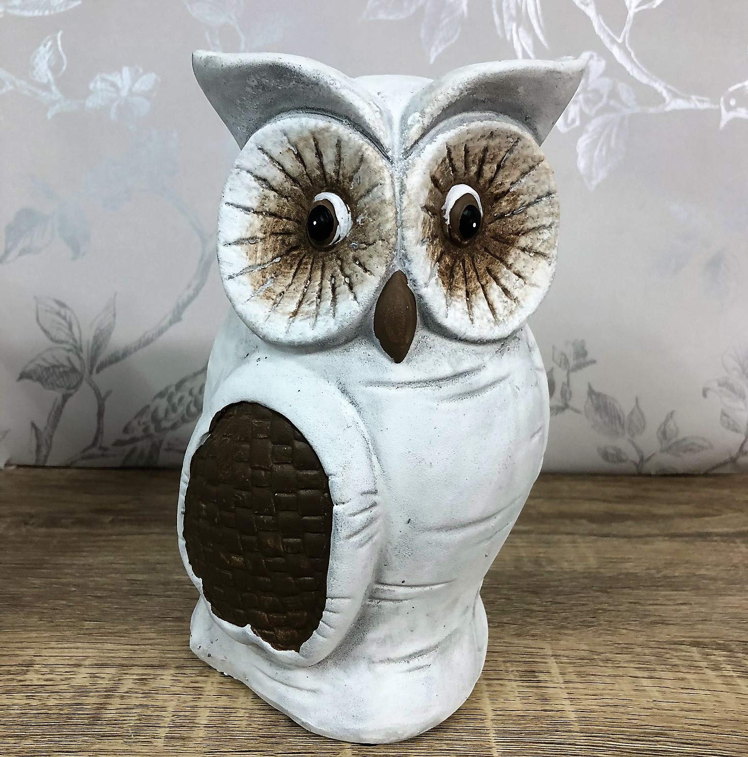 Dog | Cat | Owl Ceramic Rustic Animal Ornaments Shabby Chic Home Decor (LARGE OWL)