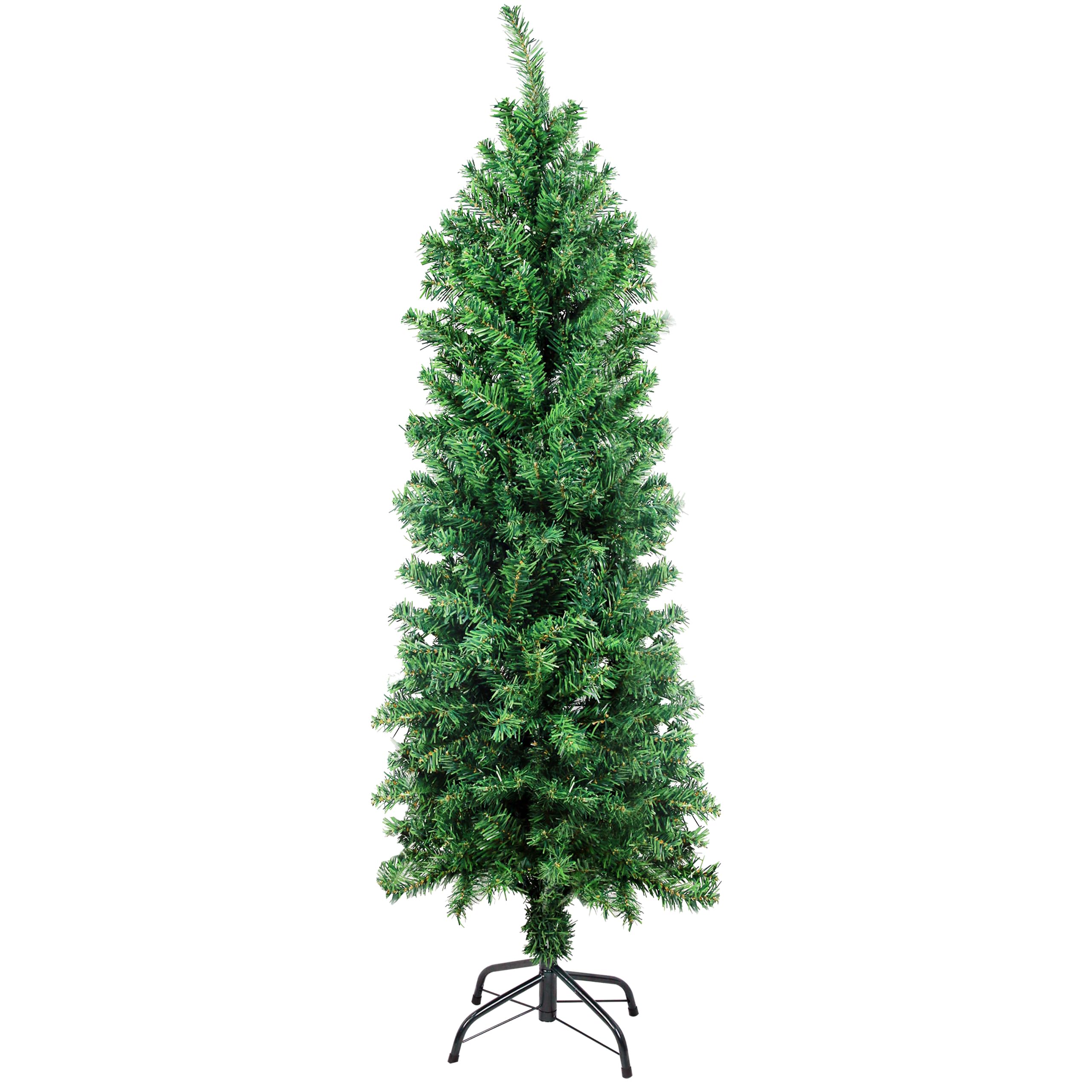 Suunyglade 4FT Green Artificial Christmas Tree, Premium Hinged Pine Tree with Solid Foldable Metal Legs, Pencil Shape Christmas Tree Perfect for Home, Shops and Holiday Decoration