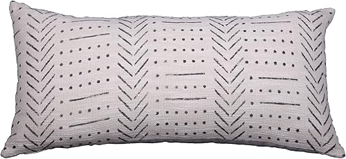 Hermosa funda de almohada moderna de 12 x 24 pulgadas, funda de cojín de tela de barro decorativa india para decoración del hogar (marfil (nieve))
