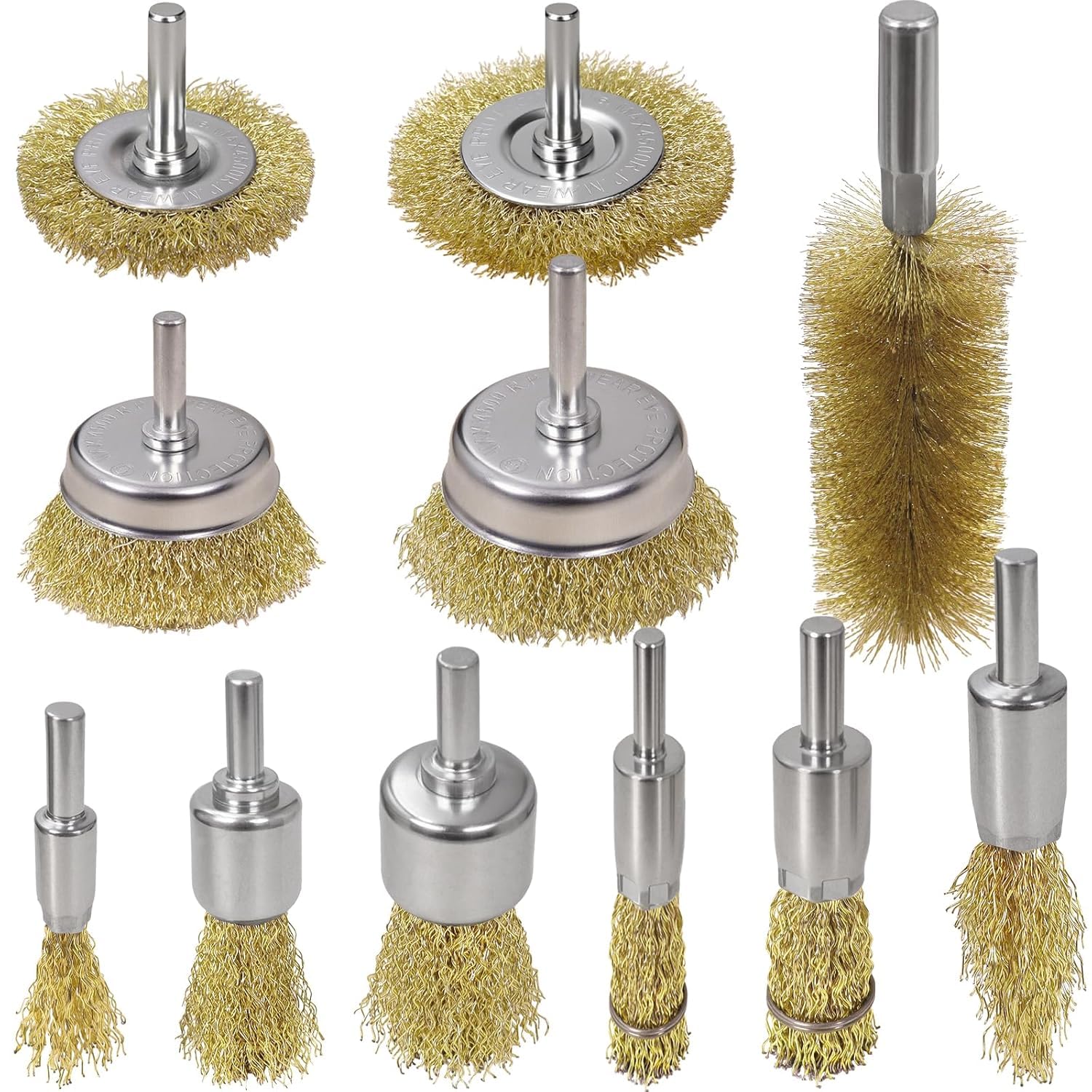 SBGGRL 11 Stück Drahtbürste für Bohrmaschine, Topfbürsten & Scheibenbürste & Pinselbürste & Rohrbürste, mit 6mm Drahtbürsten Set für Bohrmaschine Polier Schleifen Entrosten Entgraten Farbe