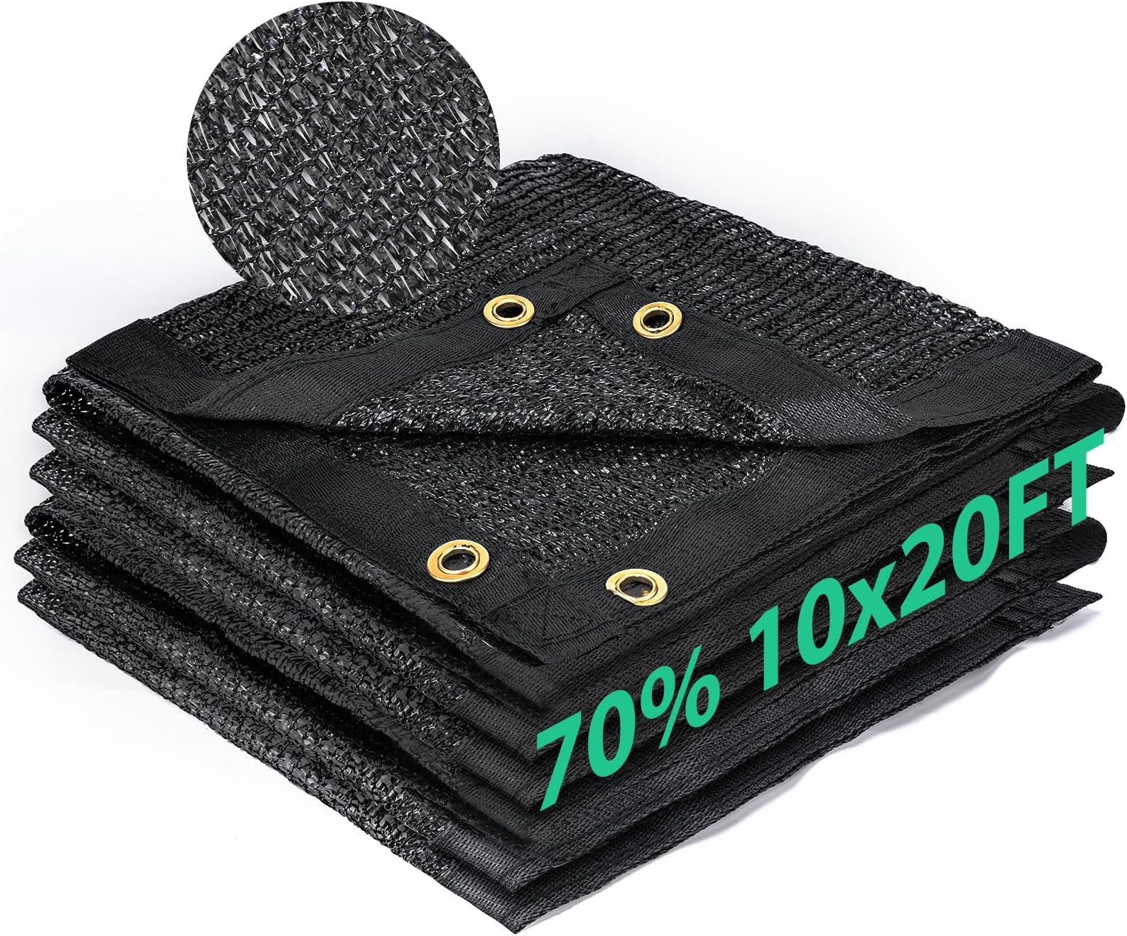 Kesfitt 70% Shade Cloth 10x20 ft, Breathable HDPE Mesh Sun Shade Tarp for Garden & Greenhouse, UV Resistant Outdoor Shade Fabric with Copper Grommets for Plants, Patio, Yard