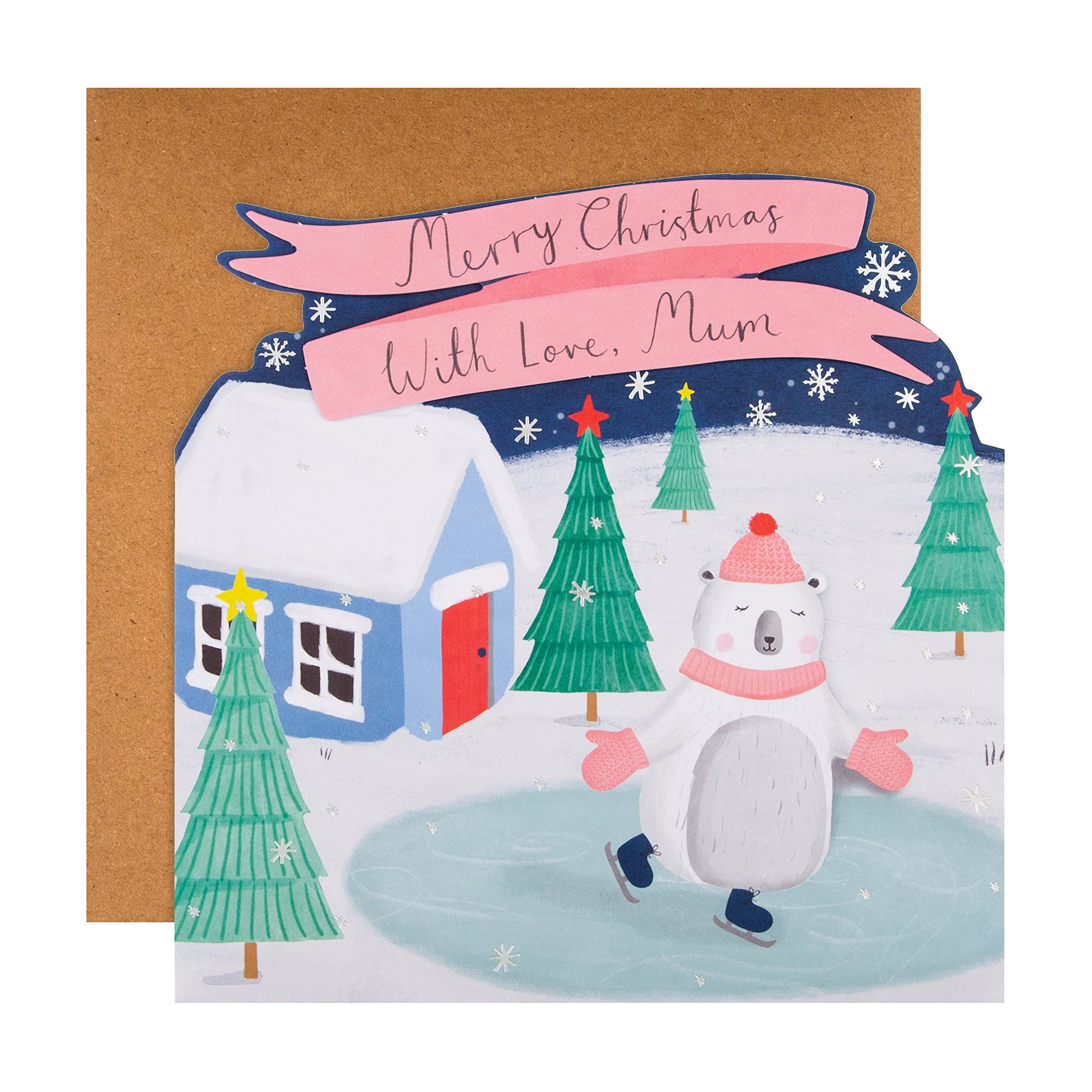 Hallmark Christmas Card for Mum - Cute Winter Skating Design