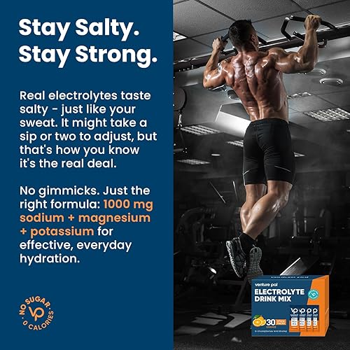 Miniatura 4 de Venture Pal Paquete de electrolitos en polvo sin azúcar con alto contenido de sodio, paquetes de hidratación con vitamina, sodio y potasio  Cero