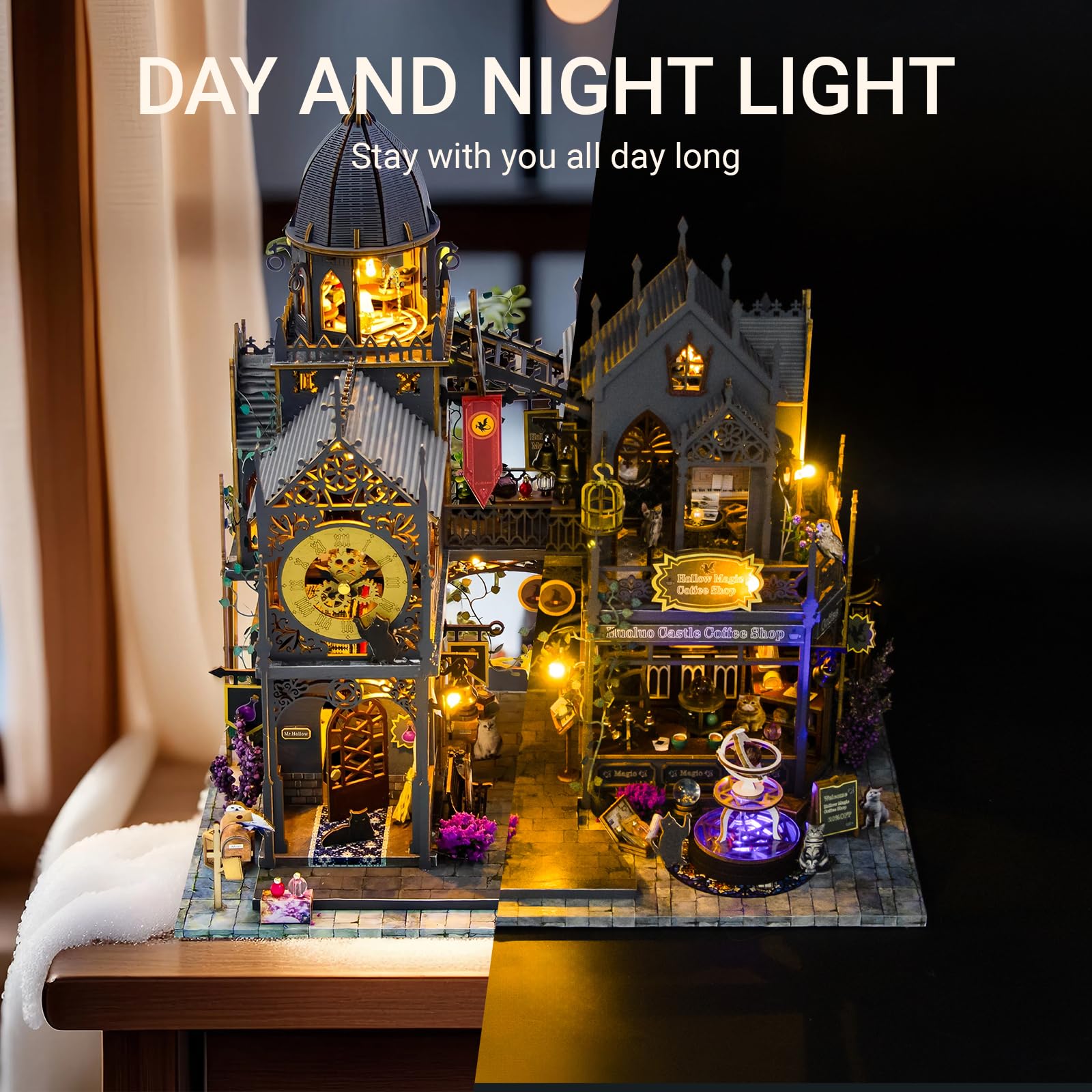 Zestaw miniaturowy do samodzielnego wykonania, domek dla lalek dla dorosłych, prezent urodzinowy / bożonarodzeniowy dla rodziny i przyjaciół, magiczny zamek, nawiedzony domek dla lalek