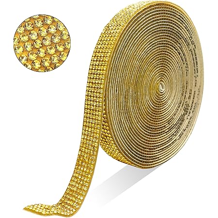 Amazon.com: JODEILIY Self Adhesive Gold Crystal Rhinestone Ribbon ...