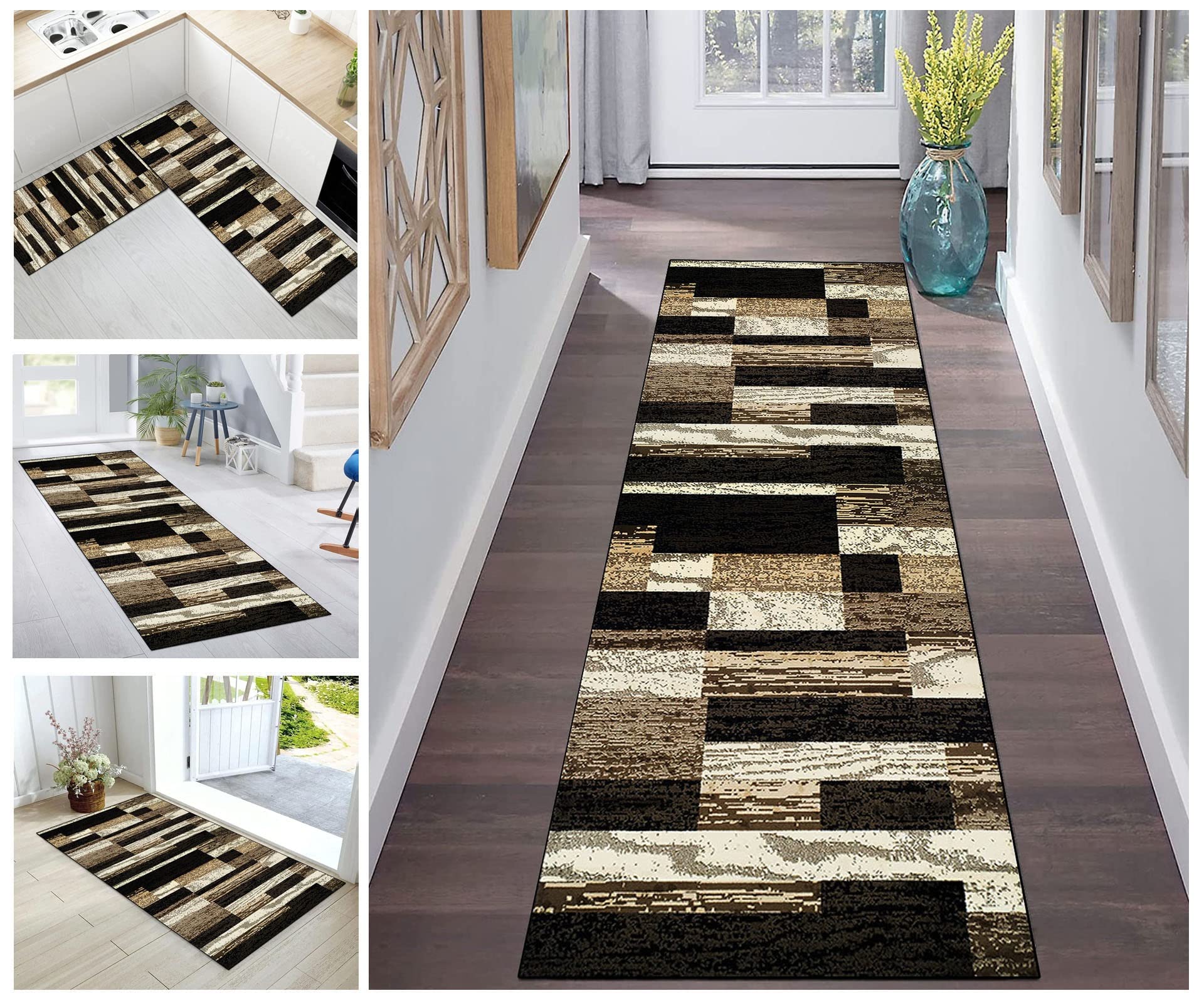 Tappeto Passatoia Moderno - Motivo Geometrico | Antiscivolo, Morbido E Facile Da Pulire - Foto 5