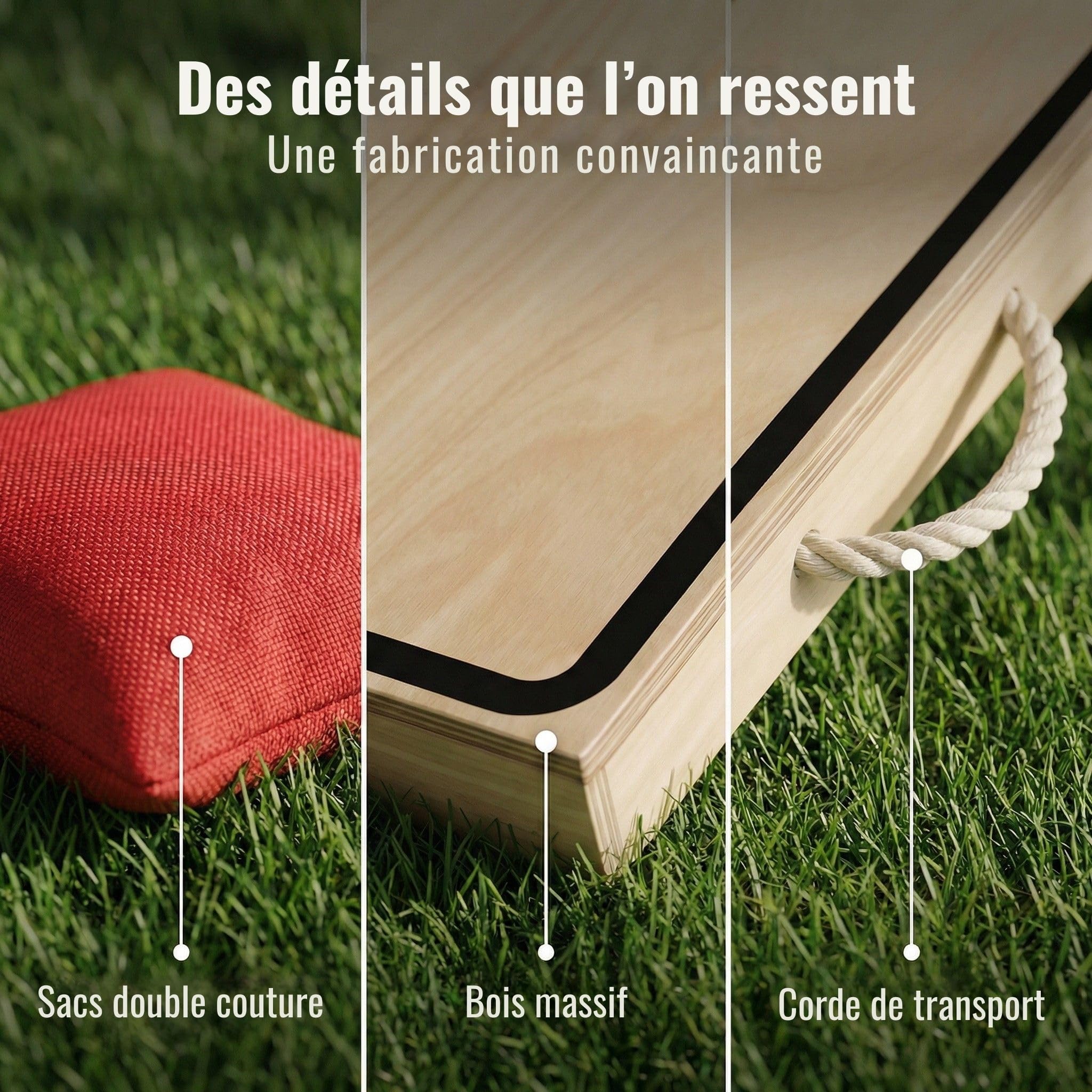Briliantwerk® Cornhole – Set Complet Officiel en Bois avec 2 Planches, 8 Sacs & Housse | Jeu de Lancer extérieur pour Adultes & Enfants – Idéal Jardin & Plage