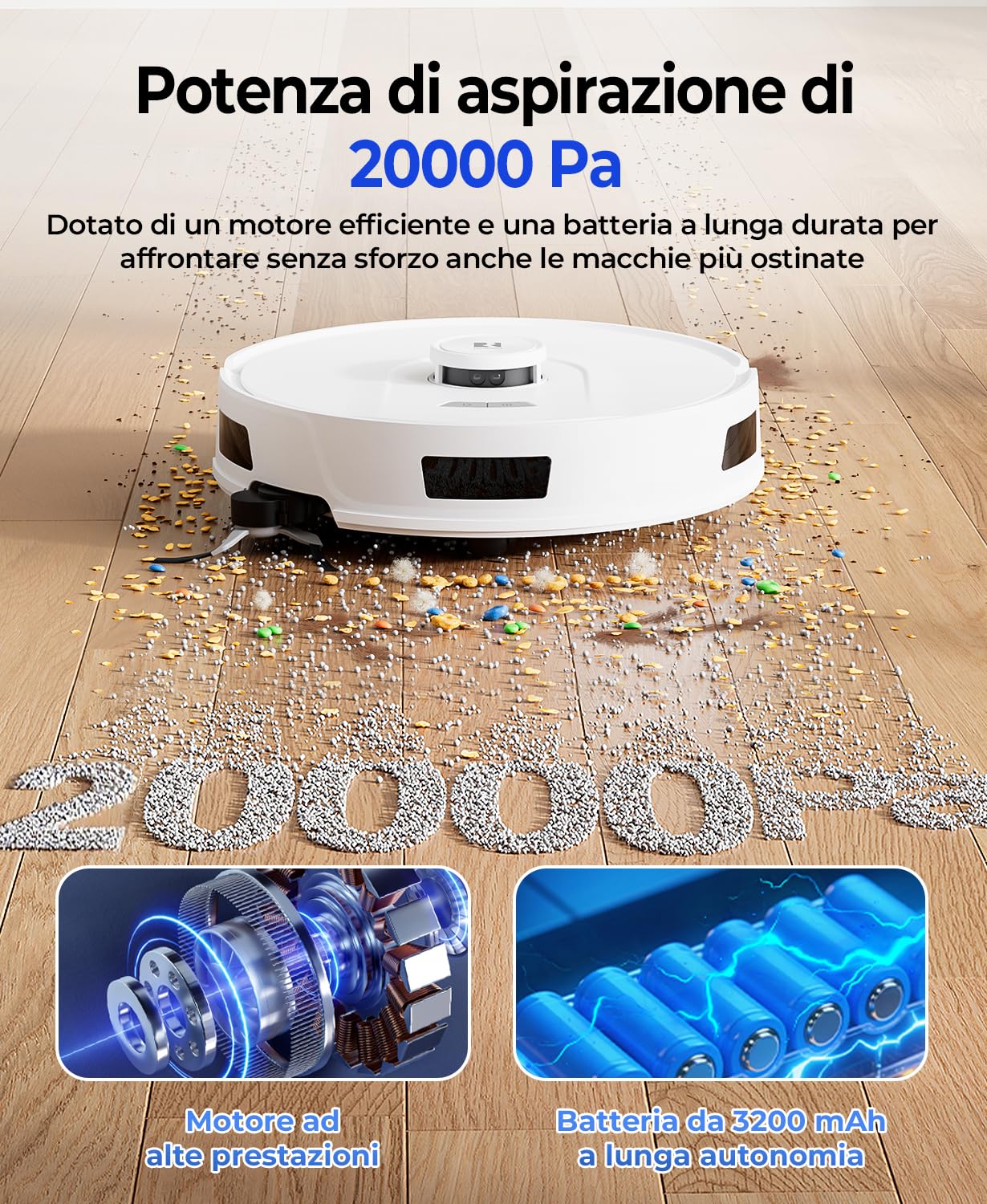 Redroad R11 Robot Aspirapolvere Lavapavimenti con Mappatura, 20000Pa, Stazione di Autosvuotamento 90 Giorni, Navigazione Lidar, WiFi APP 5G/2.4G, Aspirapolvere Robot Autocaricante (White R11 1)