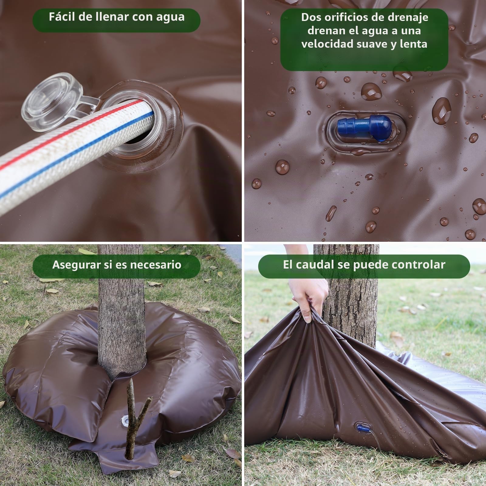 LALAGO 5 Piezas 56L Bolsa de Riego para Arboles, 56L Anillo de Riego PVC Resistente a Los Rayos UV, Riego Automatico Anillo de Riego para Árboles Frutales, Árboles Jóvenes