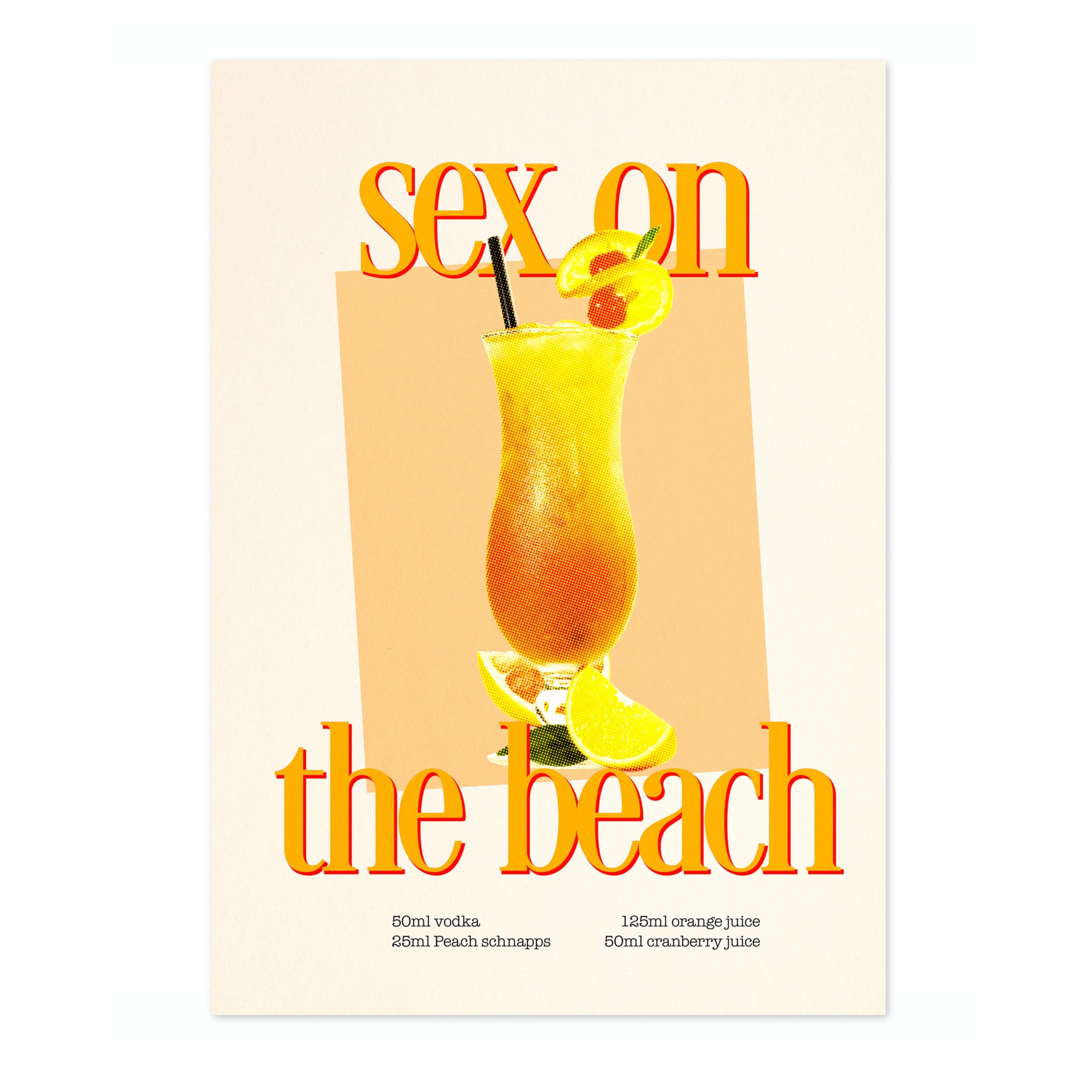 Sex on the Beach Print, Cocktail Poster, Framed Drink Wall Art, Modern Kitchen Decor, Drinks Poster, Gift Idea, Archival Matte, A1 (Print Only) - 84.1x59.4cm — image 1