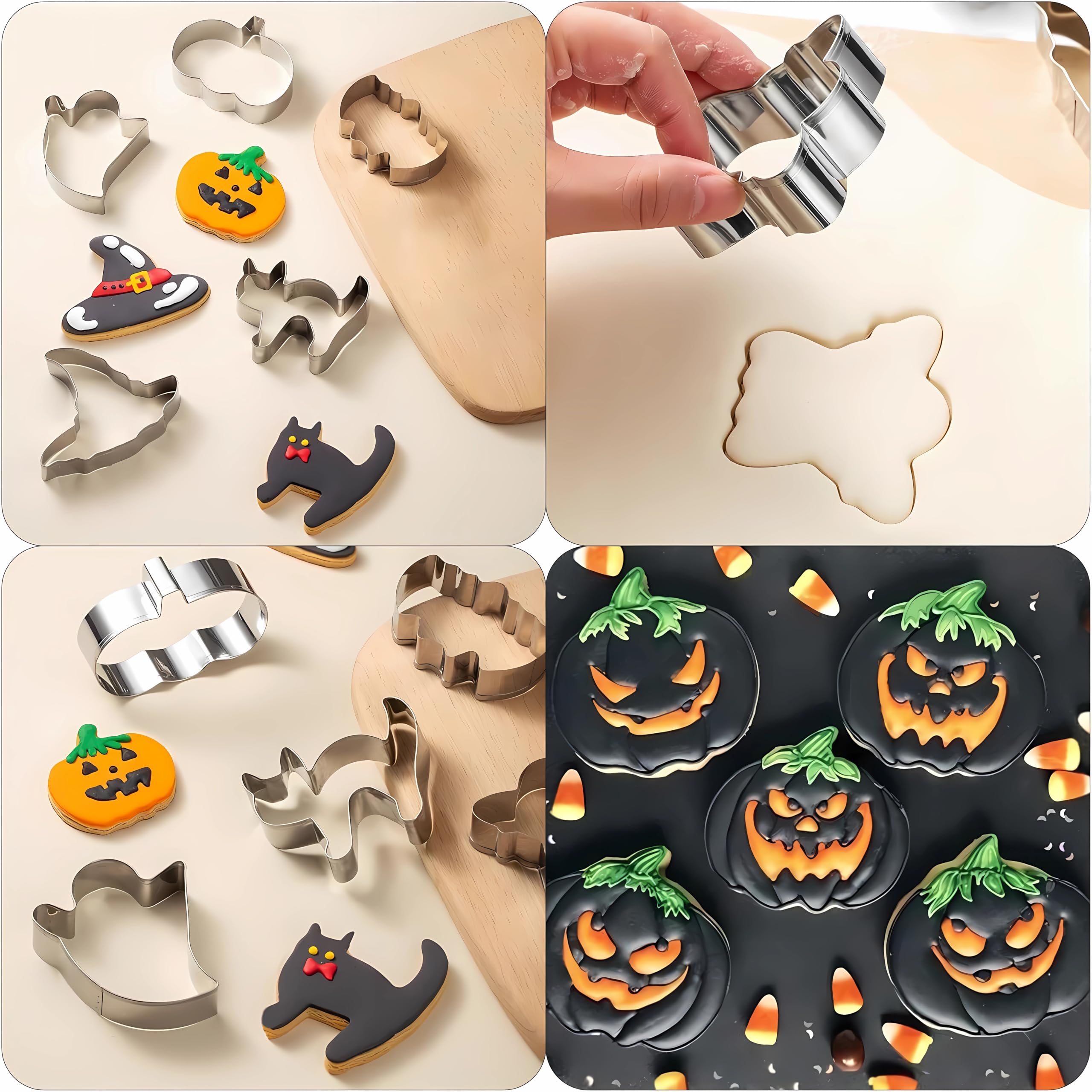 ZHOUHON 12pcs Stainless Steel Halloween Fondant Molds Halloween Cookie Cutter Halloween Cookie Cutter (W-1) - Image 4