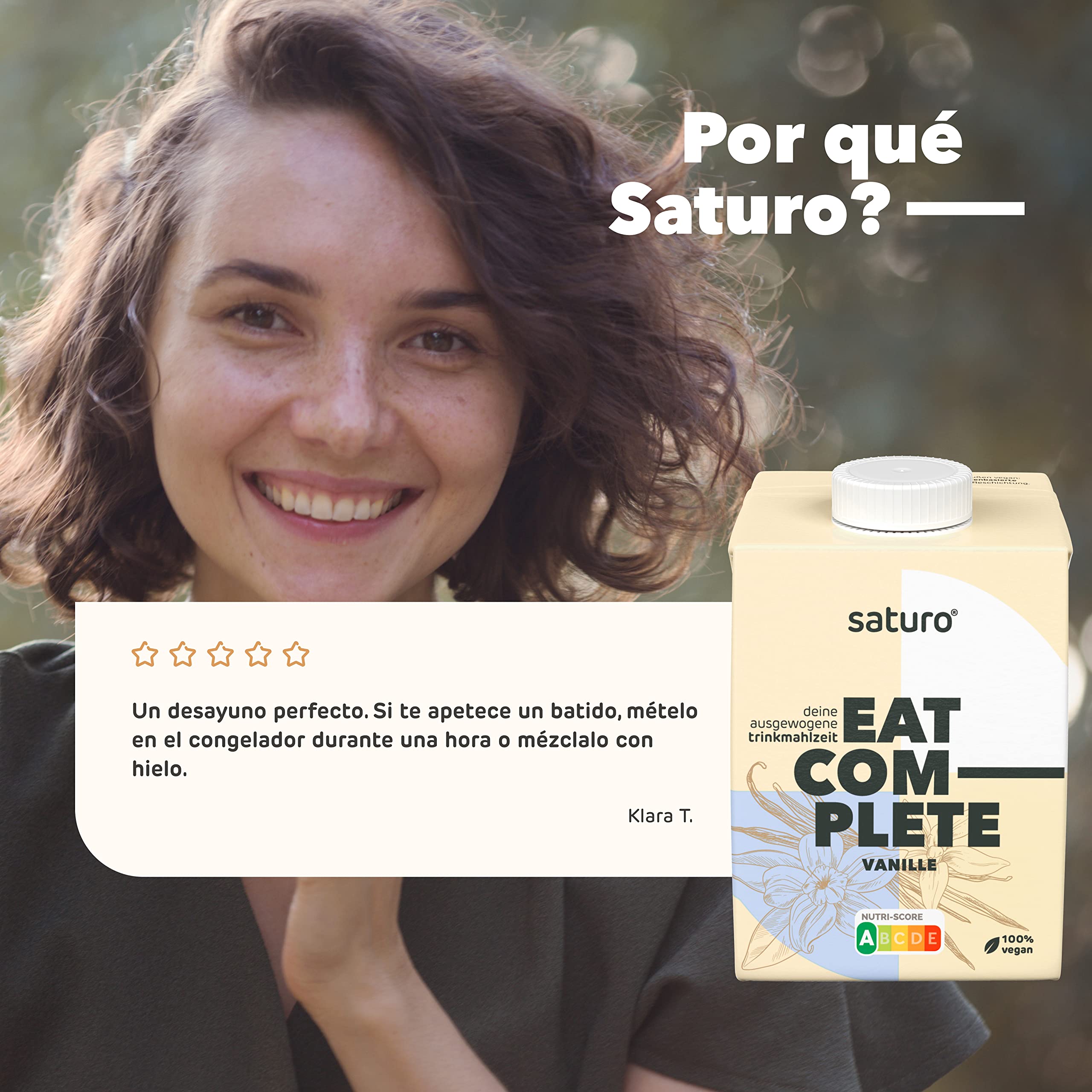 Saturo Batido de Vainilla Sustituto de Comida | Comida para astronautas con proteínas y 500kcal | Vegano | Comida bebible con nutrientes esenciales | 6 x 500 ml