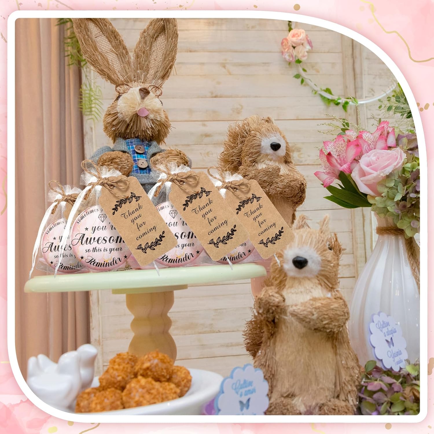 Tradder 50 Sets 2.76" Inspirational Compact Pocket Mirrors Bulk Galentines Appreciation Gifts Small Purse Makeup Mirrors Pink Souvenir Bags for Stuffer Items Women Quinceanera Employee (Awesome) - Image 6