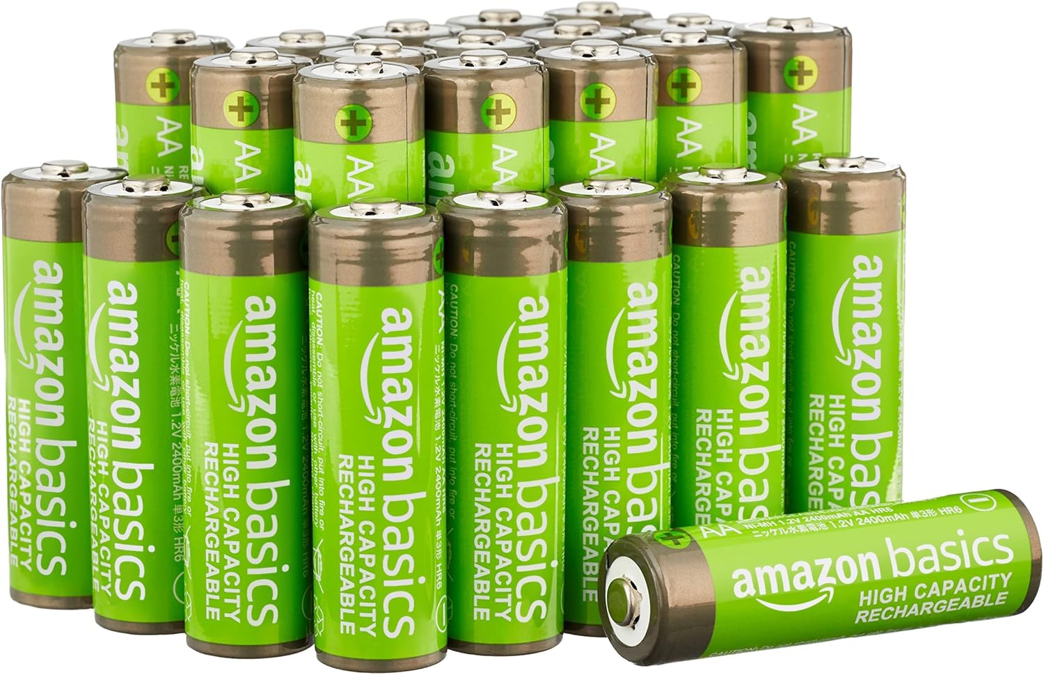 Amazon Basics 24-Pack Rechargeable AA NiMH High-Capacity Batteries