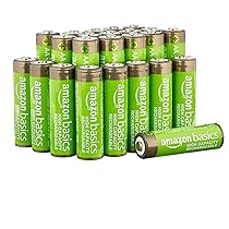 Amazon Basics confezione da 24 batterie ricaricabili AA NiMH ad alta capacità, 2400 mAh, 1,2 V, ricaricabili fino a 400 volte, precaricate