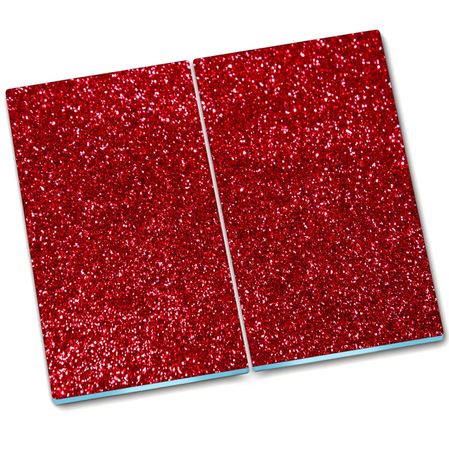 Decormat Cutting Board 2x30x52 cm Stove Cover Plate Hardened Glass Protective Board Kitchen Splash Protection - red Glitter