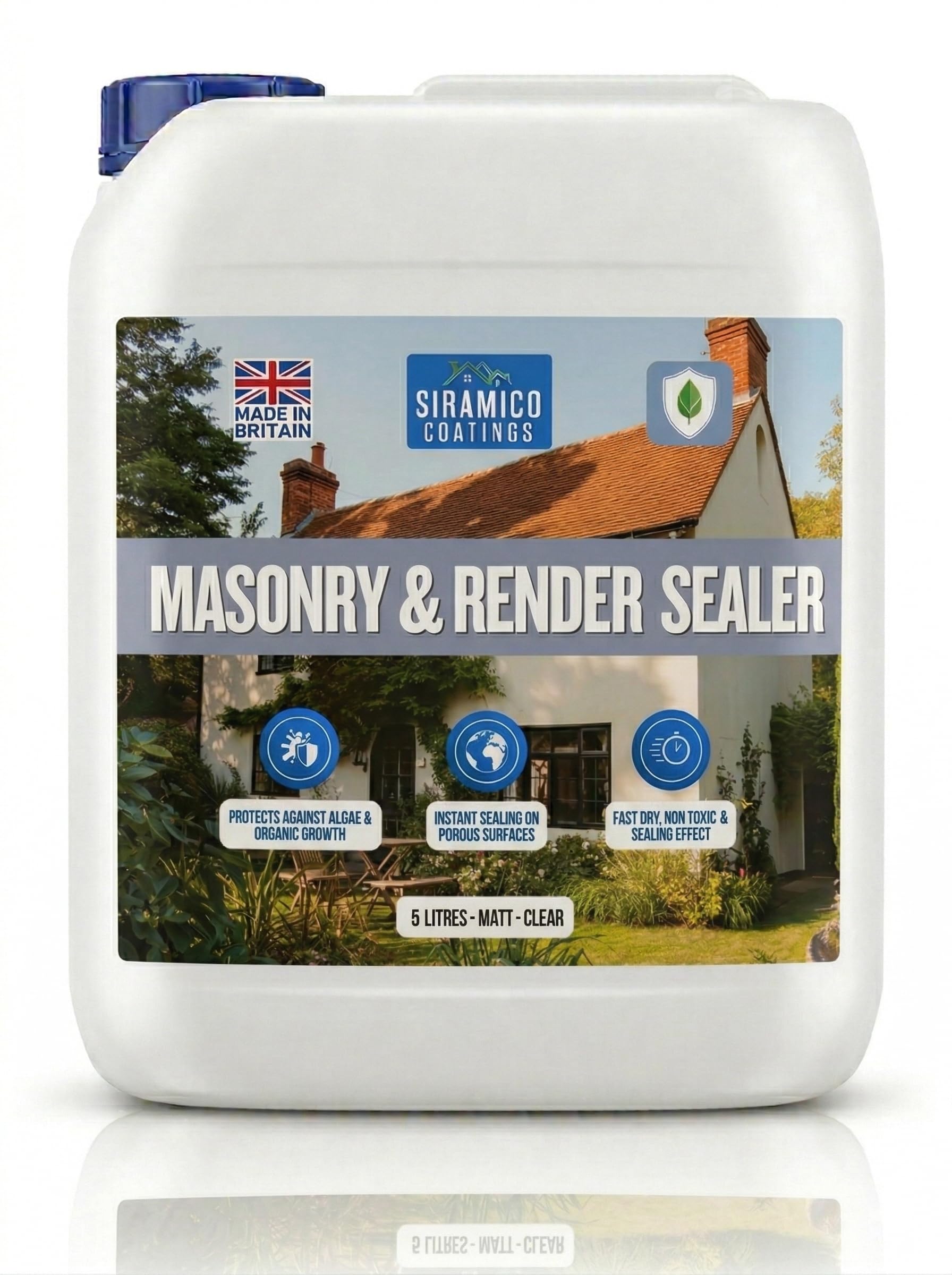 Siramico Coatings Clear Masonry & Render Sealer I 5 Litres I Breathable Water Repellent, Natural Matt Finish For Brick, Stone, Concrete & Exterior Walls