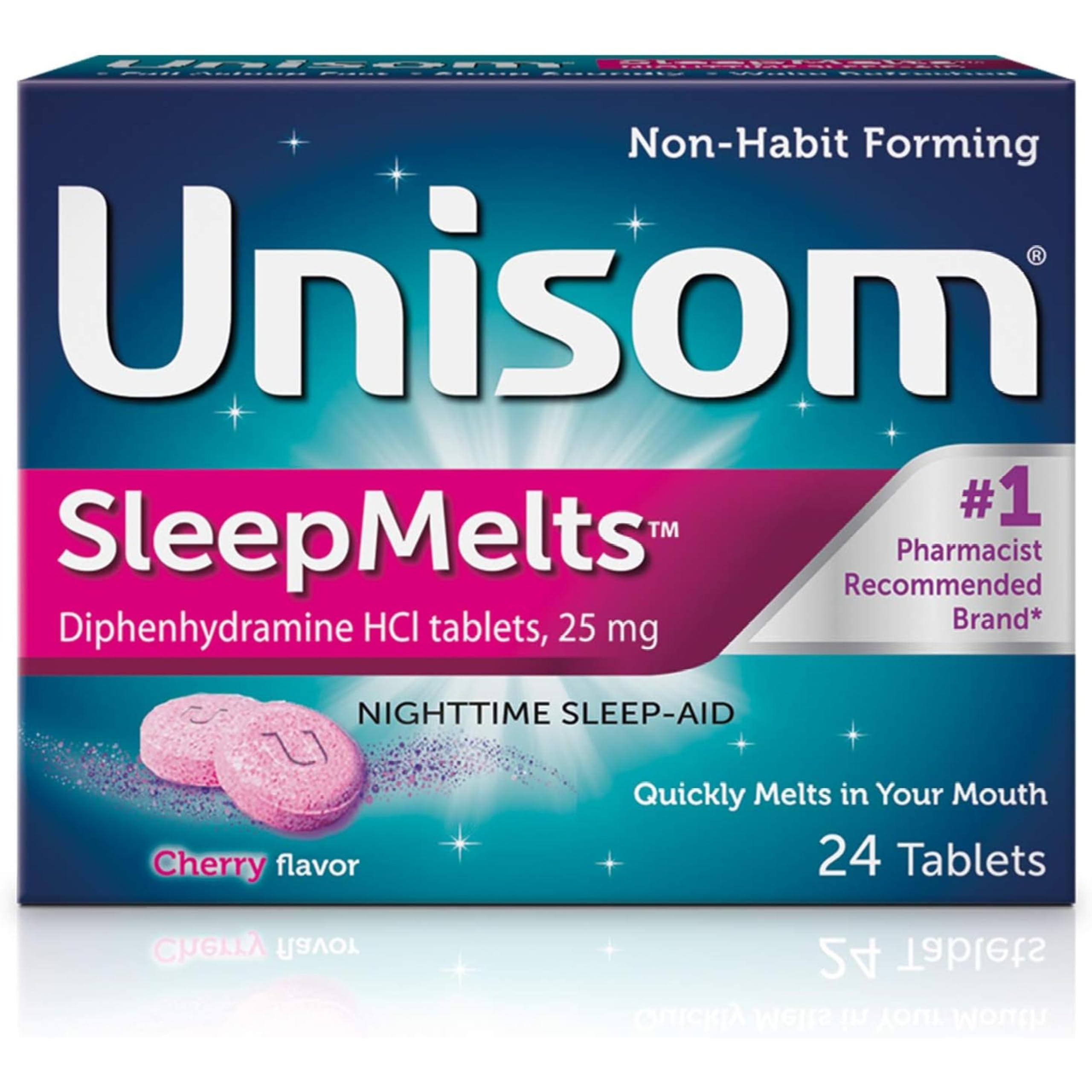 Unisom Nighttime Sleep-Aid SleepMelts Cherry Flavor, 24 Count (Pack of 5)
