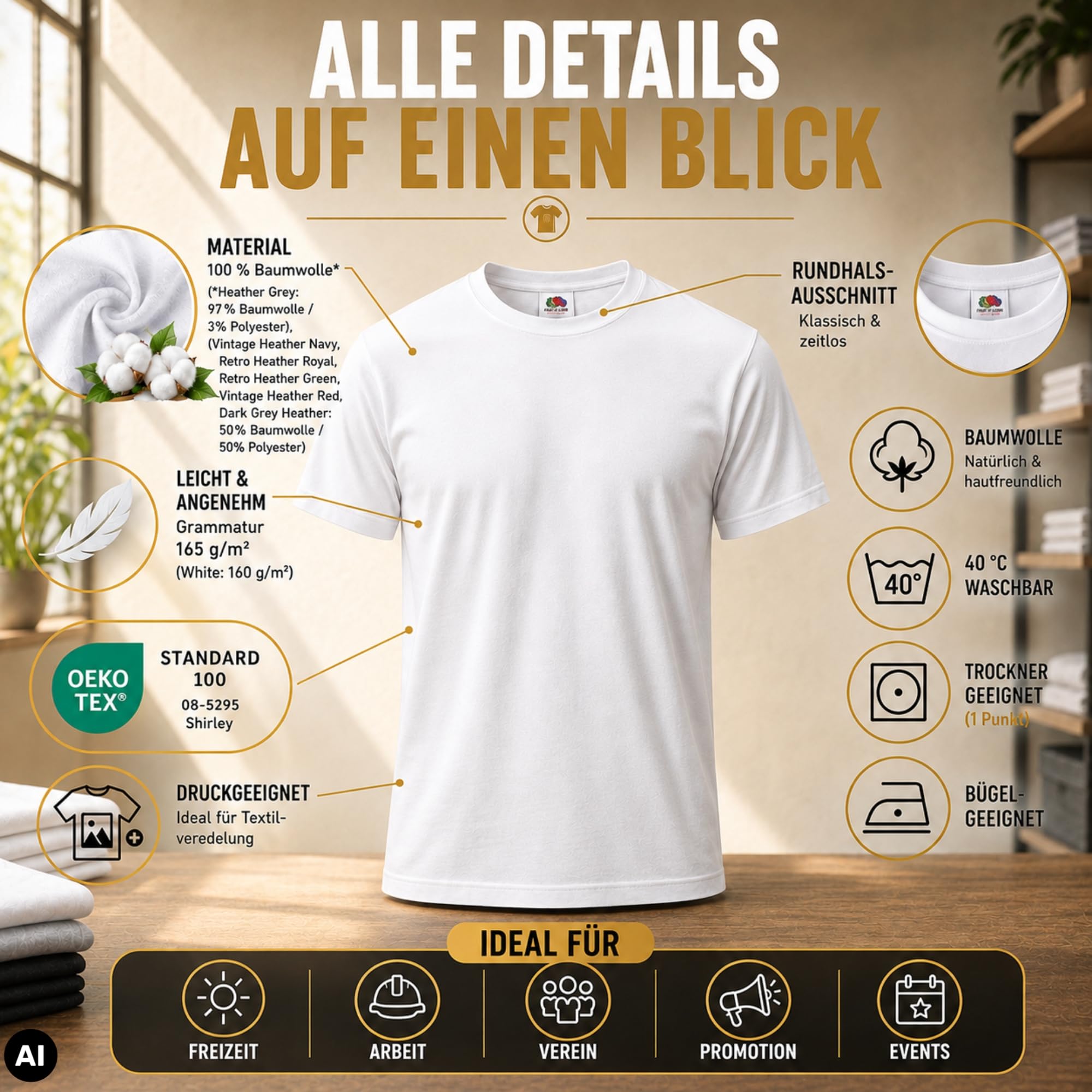 Fruit of the Loom 8er Pack T Shirts Valueweight T Rundhals S M L XL XXL 3XL 4XL 5XL Übergröße Diverse Farbsets