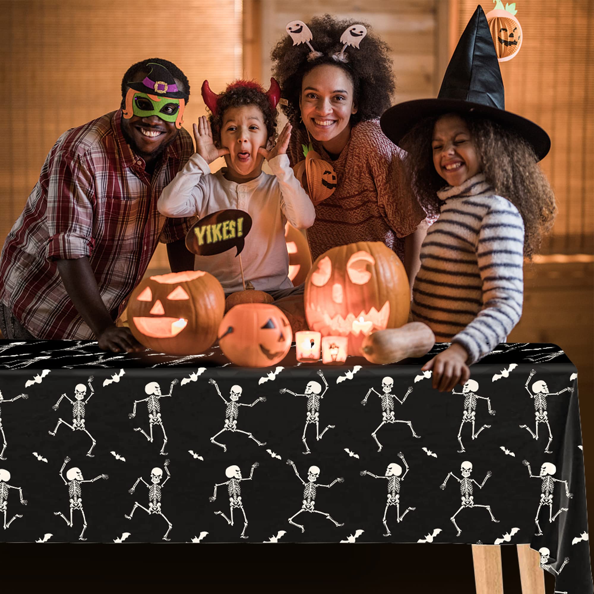 Halloween Plastic Tablecloth 3-Pack - 54x102 Inch Pumpkin & Witch Design Party Decor