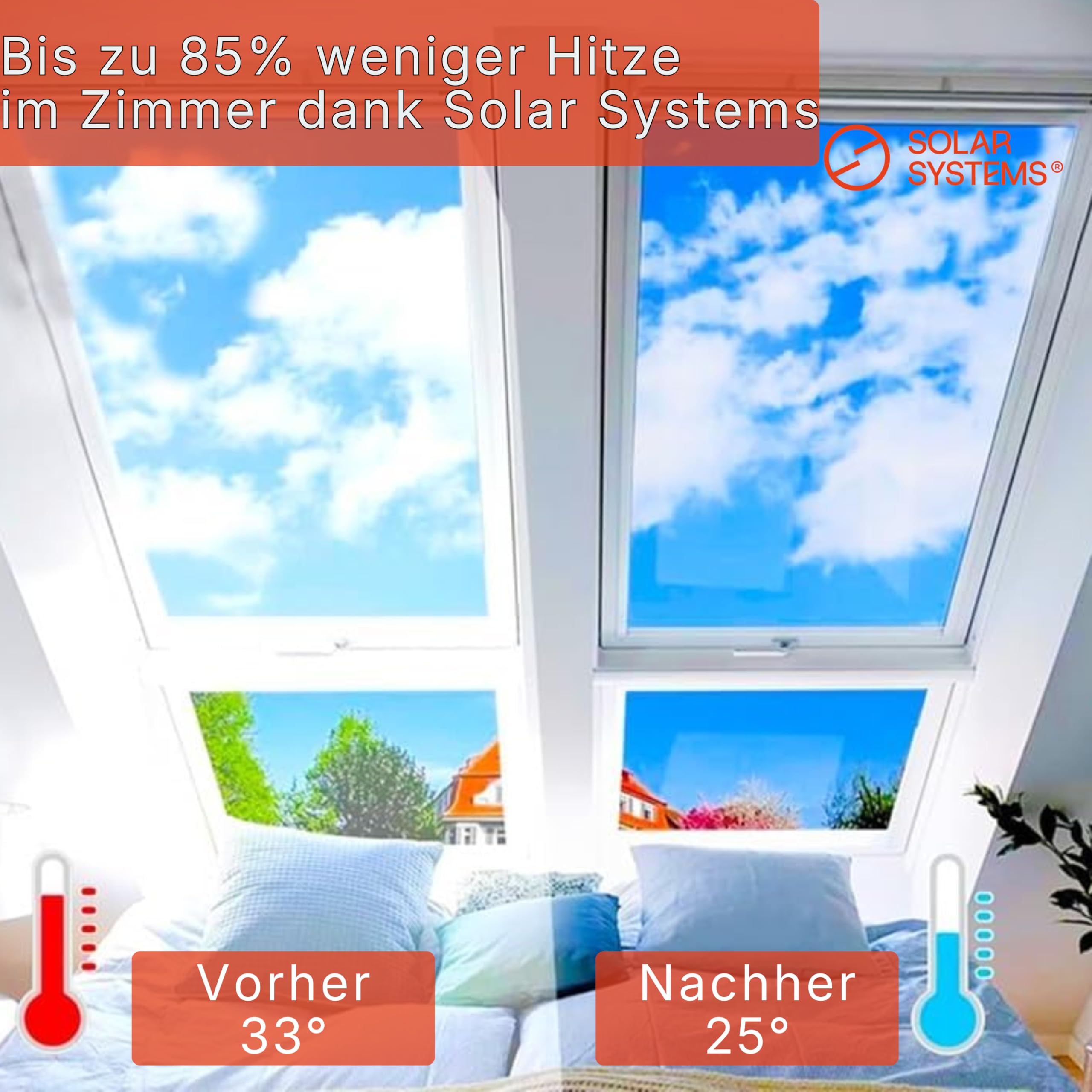 Solar Systems Hitzeschutzfolie Fenster Außen Silber 100 x 300 cm | Spiegelfolie für Außen mit Komplettset. Reduziert Hitze und Blendung. Schützt vor Wärmeverlust.
