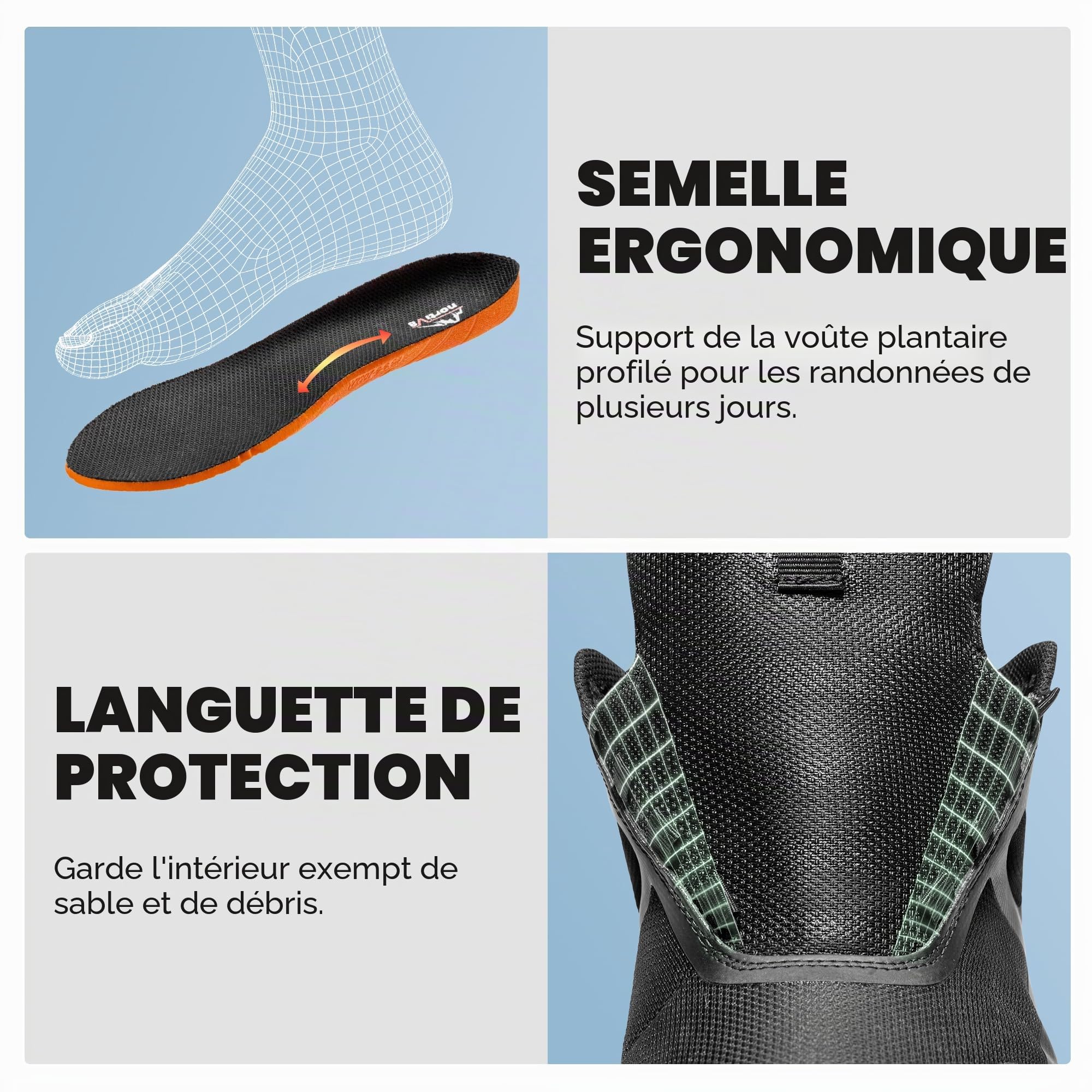 NORTIV 8 Hommes Chaussures de Randonnée Imperméables | Chaussure Marche Pour Baskets Elégantes optimales pour Le Camping Entraînement en Plein air