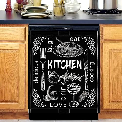 Black Dishwasher Magnet Cover 23x26 in