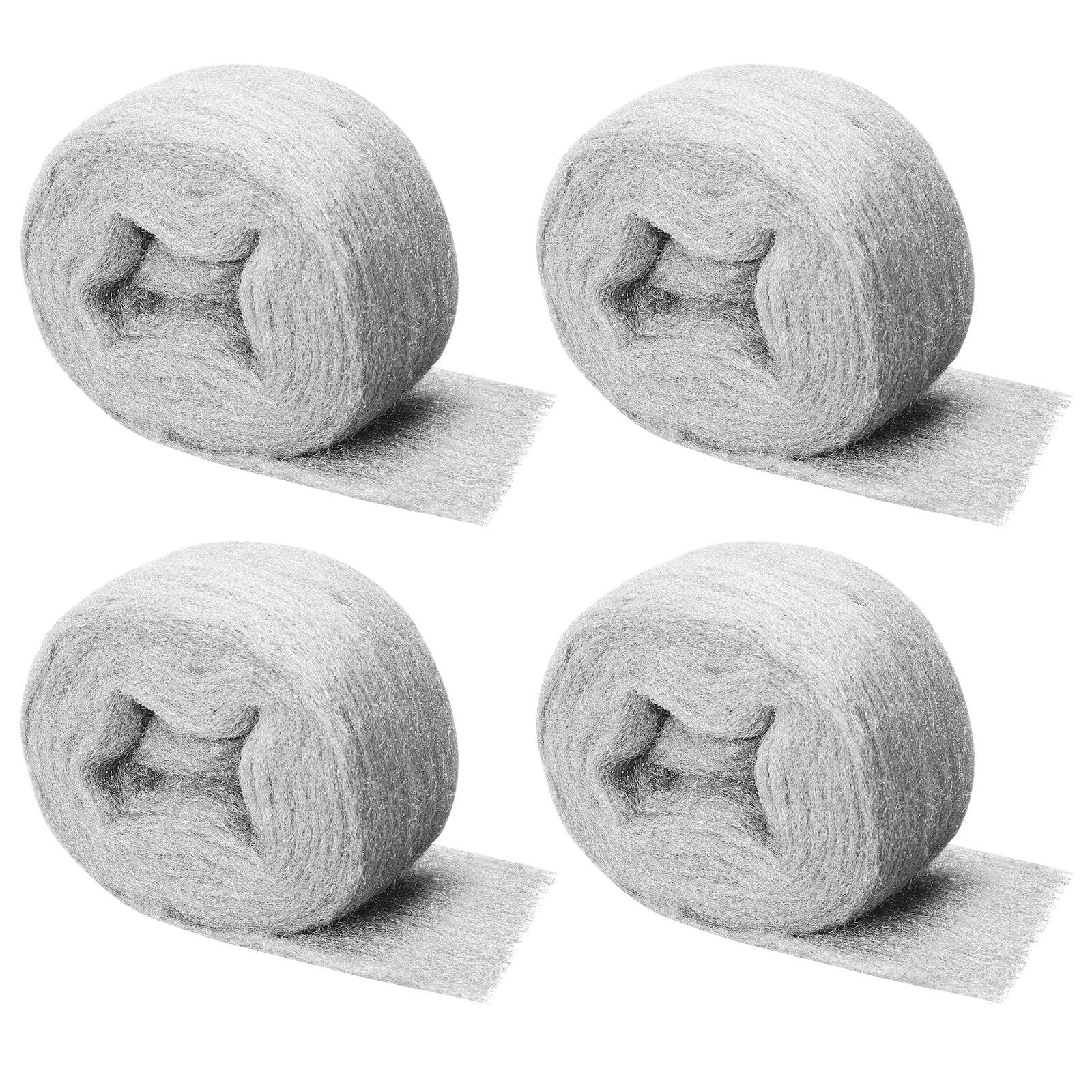 Shineboc Steel Wool Mice Control, 4 Pack of 3.1" x13 Ft #00000 Steel Wool Roll Gap Filler for House Garage Garden, Keep Mice Away from Holes Siding