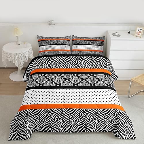 Miniatura 213 de Castle Fairy Juego de ropa de cama con estampado de cebra, tamaño matrimonial, juego de edredón de animales de África y vida silvestre, juego