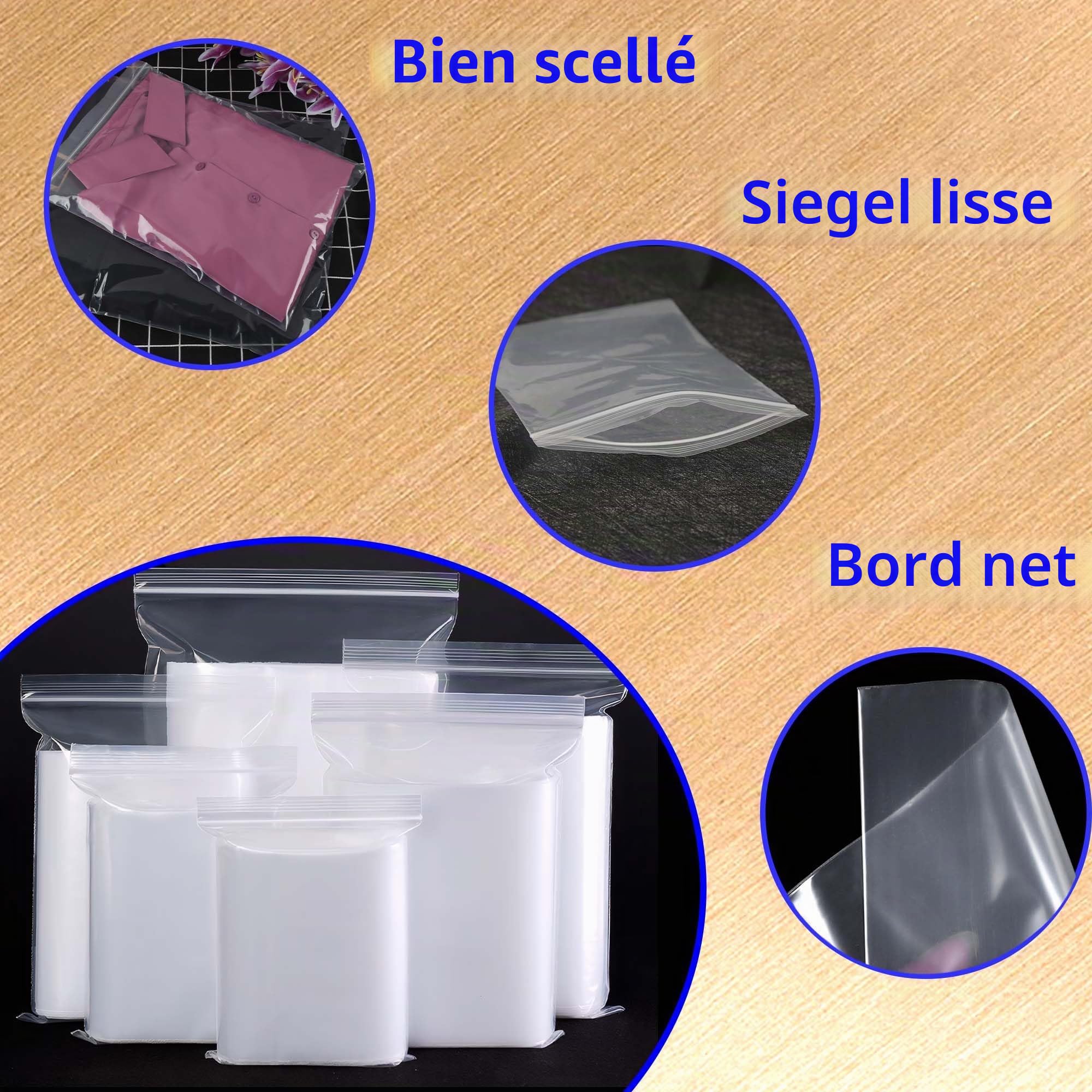 350mmX450mm Sachets Plastique Transparents Refermables Grand Sac De À Fermeture Épaissir 160µm Sac Scellé, Sac De Rangement, Convient Pour Le Stockage De Vêtements Et De Collations 100pièce
