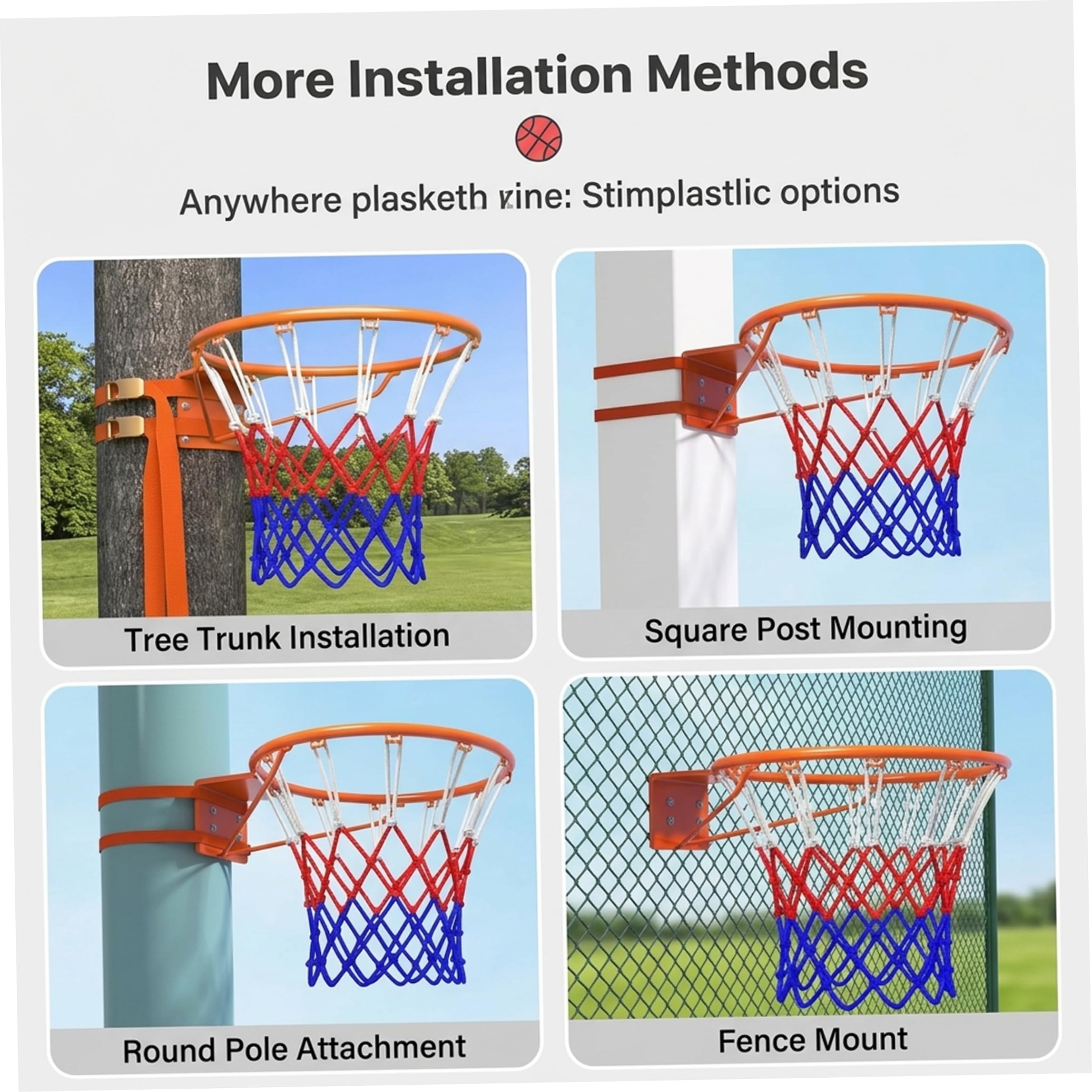Aro de Baloncesto, aro de Baloncesto para Montaje en Pared, reemplazo de 18, de Montaje en Pared Resistente con absorción de Impactos de Doble Resorte, fácil instalación sin Taladro ni taladr
