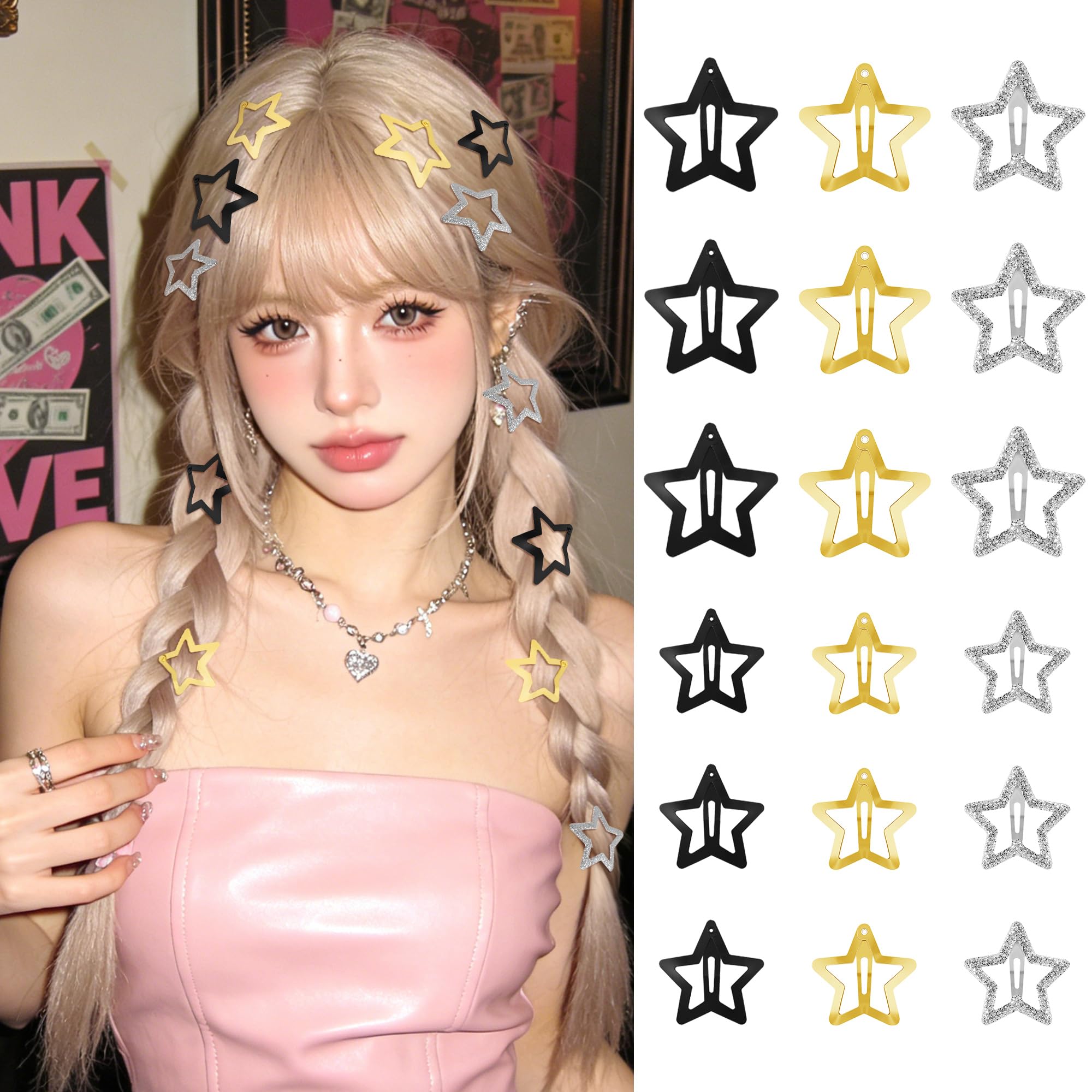 Y2K Star Hair Clips - 100 Pack Multicolor -14 Y2K Star Hair Clips - 100 Pack Multicolor -14