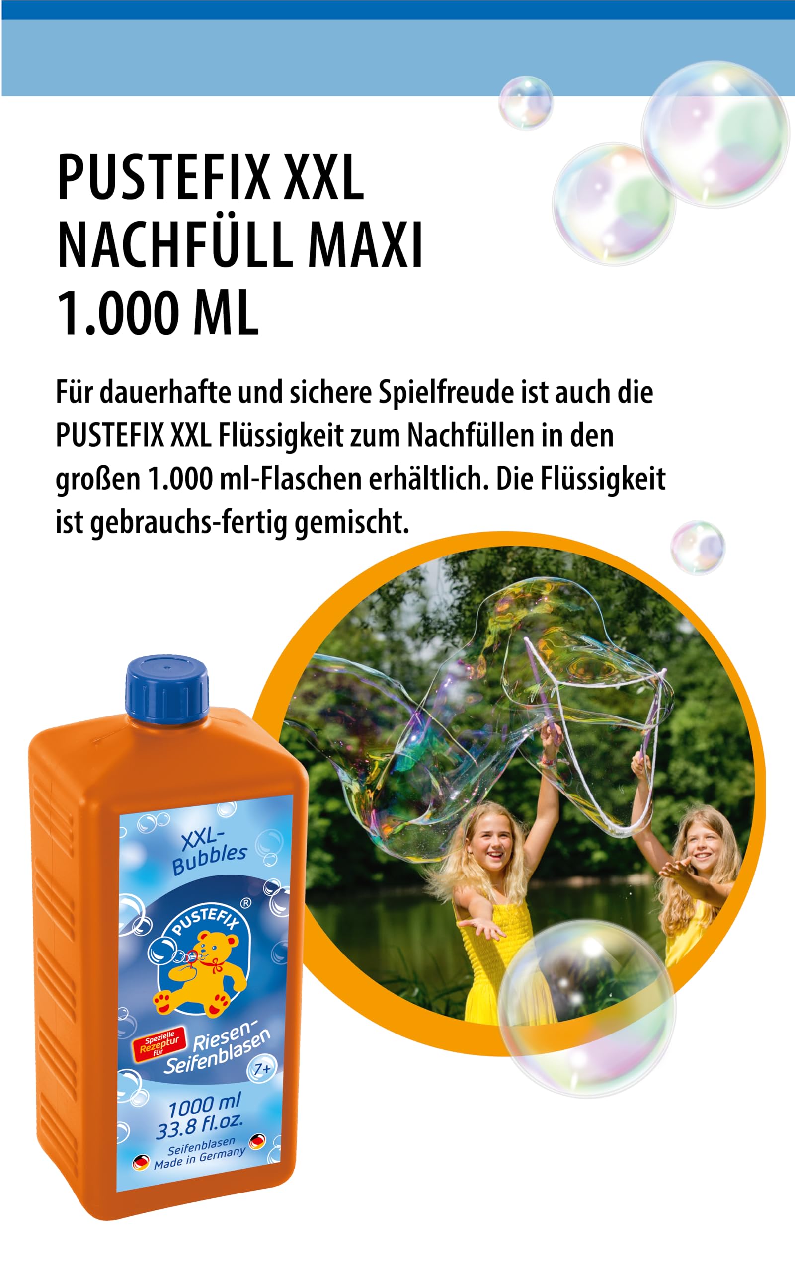 Recharge liquide de bulles de savon - 500 ml Pustefix