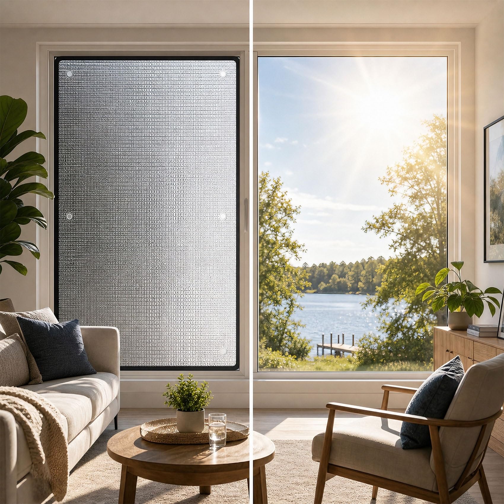 Sonnenschutzfolie Fenster Innen & Außen, Fenster Isolierung Folie Doppelseitige Aluminiumfolie, Verdunkelung für Dachfenster Heimbüro Wohnmobil, Wiederverwendbar