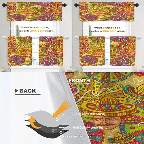 Miniatura 9 de Shrahala Cenefas de cocina de arce rojo natural, hojas blancas, cortinas de media ventana, tratamiento de ventana de poliéster multicapa para sala