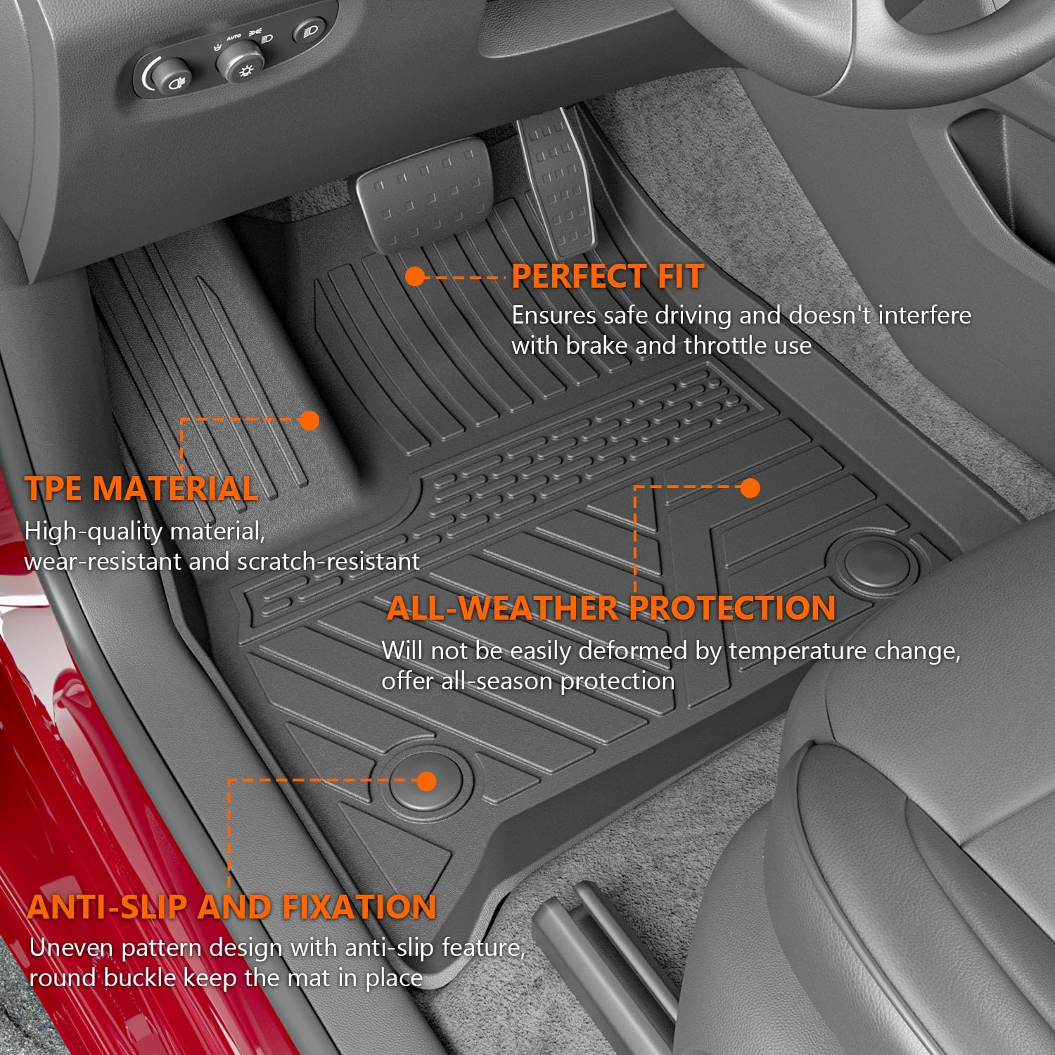 Powoq Cargo Mat Compatible With 2018-2023 Chevy Traverse Backrest Mat Floor Mat Replacement For 2018 2019 2020 2021 2022 2023 Chevy Traverse Accessories (Trunk Mat Backrest Mat 7-seat Floor Mat