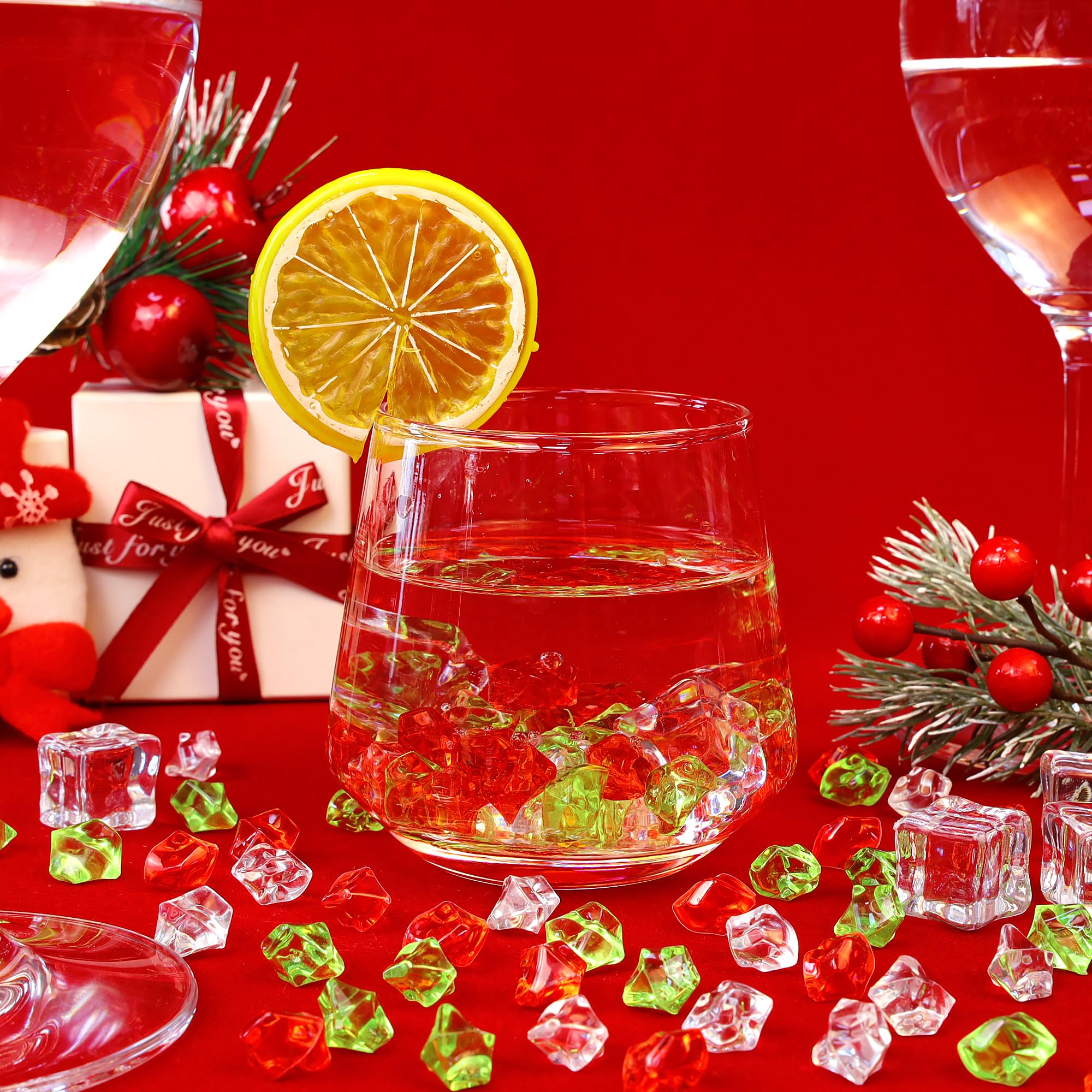 MAIBAOTA 500 PCS Christmas Fake Ice Cubes 11x14 mm Vase Fillers Acrylic Crushed Ice Rocks Plastic Diamonds Gems Decorative Stones for Wedding Party Table Decorations and DIY Crafting - Image 2