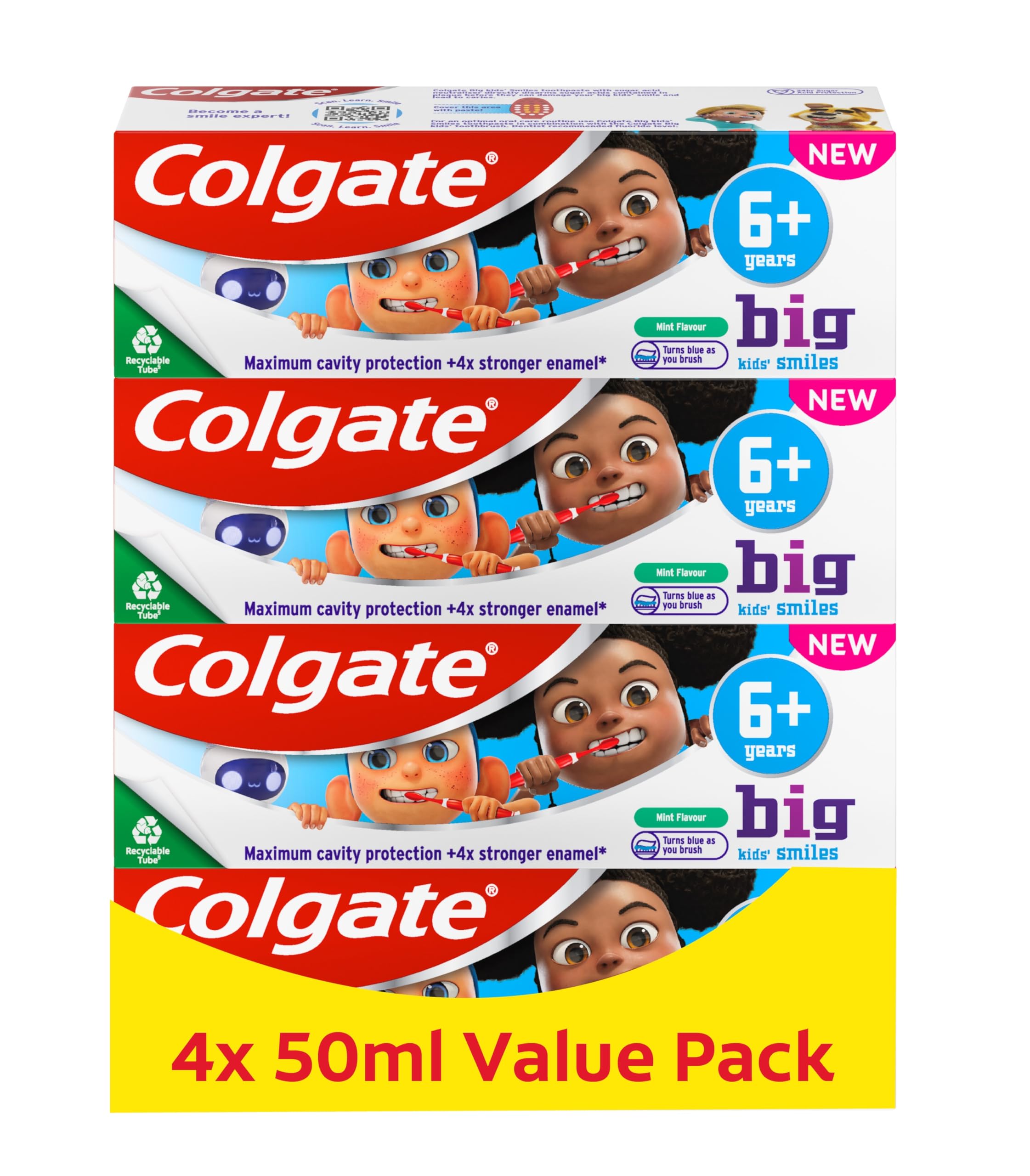 Kids Toothpaste Multipack 6+ Years – Gentle Toothpaste for Kids – Contains Dentist-Recommended Level of Fluoride – Maximum Cavity Protection – 4X Stronger Enamel*