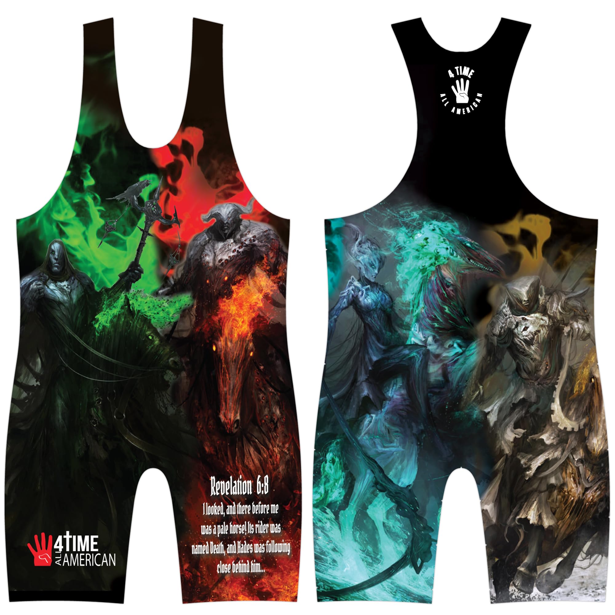 4 Time All American Sublimated Wrestling Singlet, 4 tabs, XS 71-90 lbs. — image 1