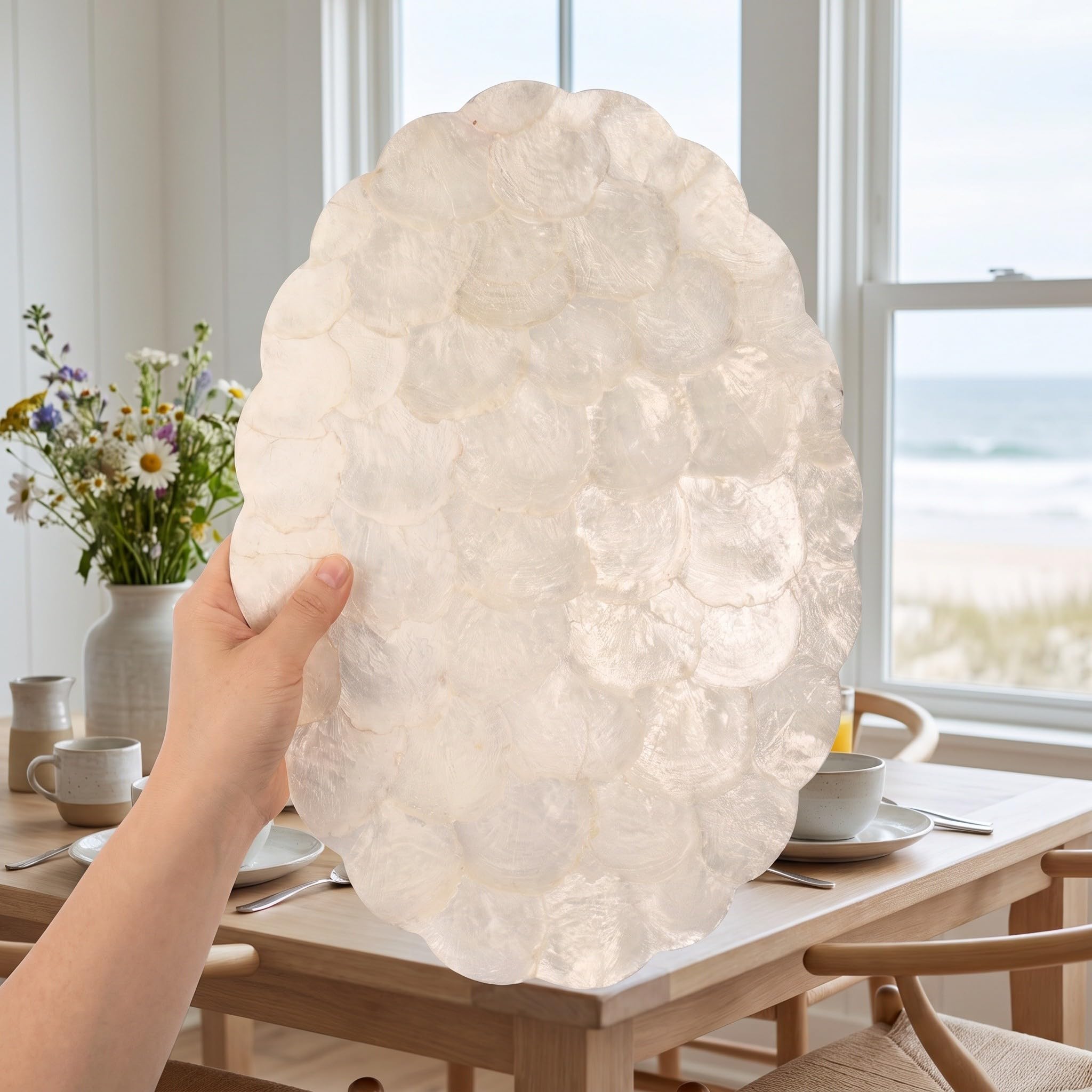 TOYANDONA Tovaglietta a Forma di Conchiglia Bianca, Design Classico per Tavolo