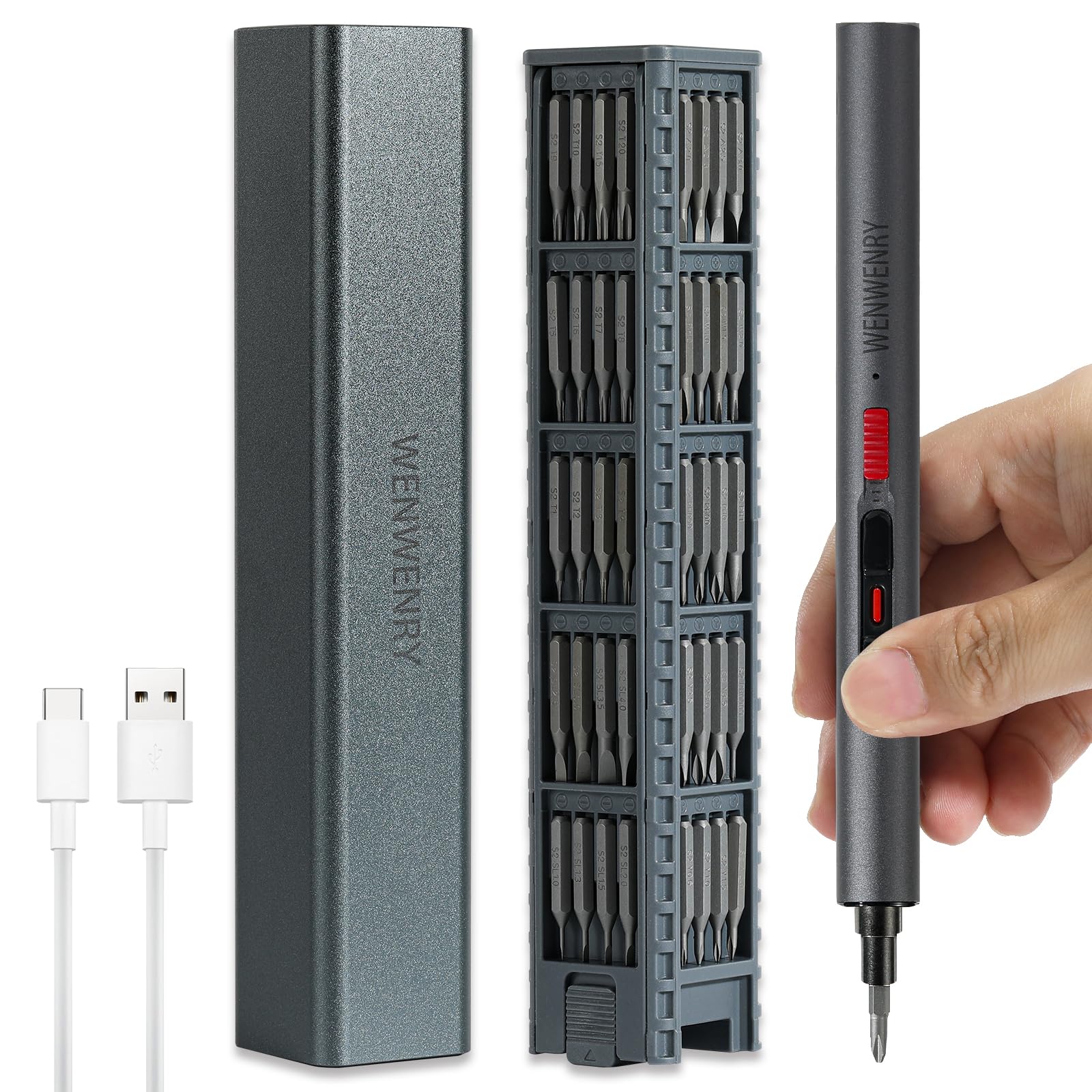 Mini Electric Screwdriver Set Precision Electric Screwdriver 72-in-1 Magnetic Bits 3 Gears Torque 3LED light Magnetic Storage Overload
