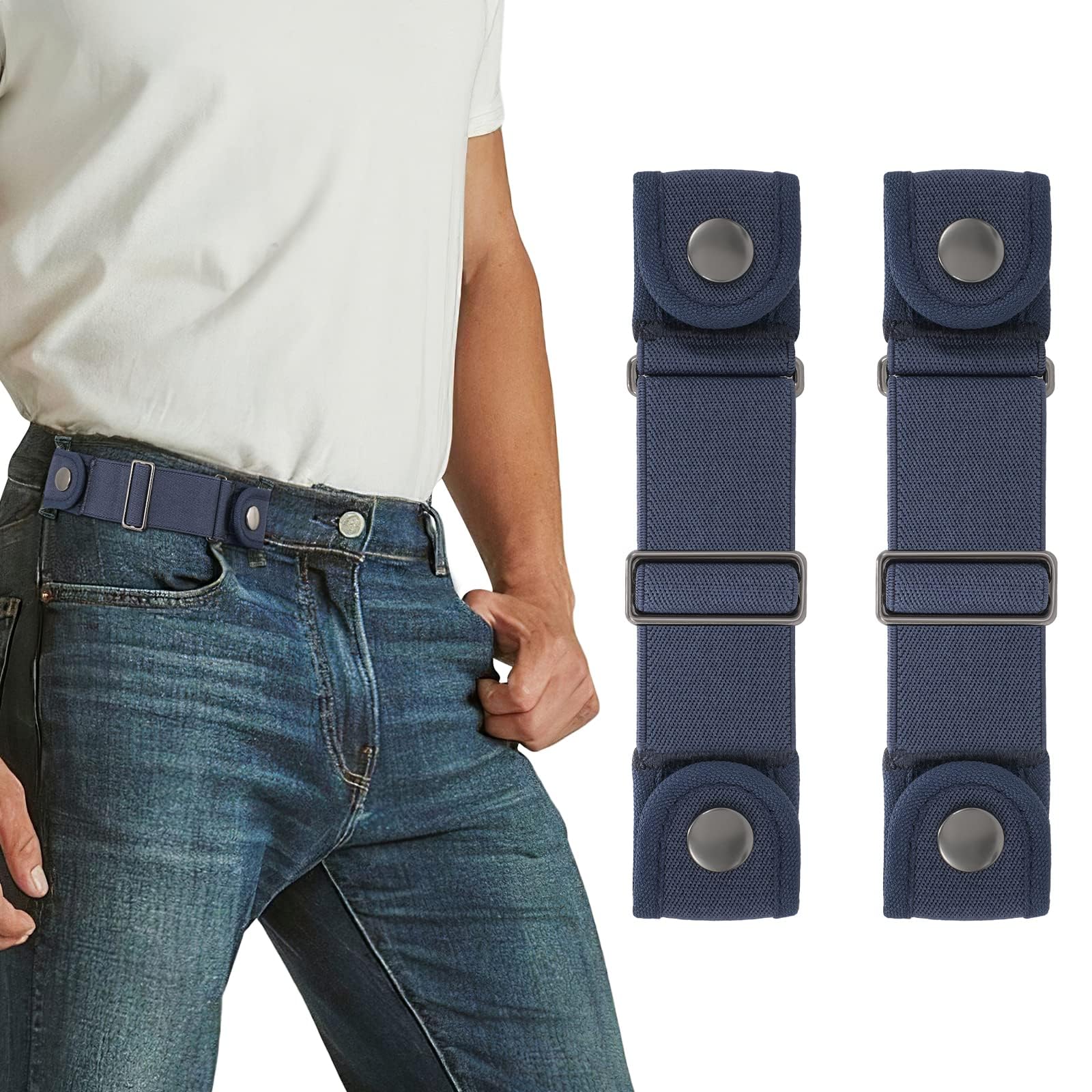 4 Cinture Elastiche Senza Fibbia Per Uomo E Donna – Ganci Metallici Regolabili, Invisibili Sotto I Vestiti, Comode Per Jeans E Pantaloni
