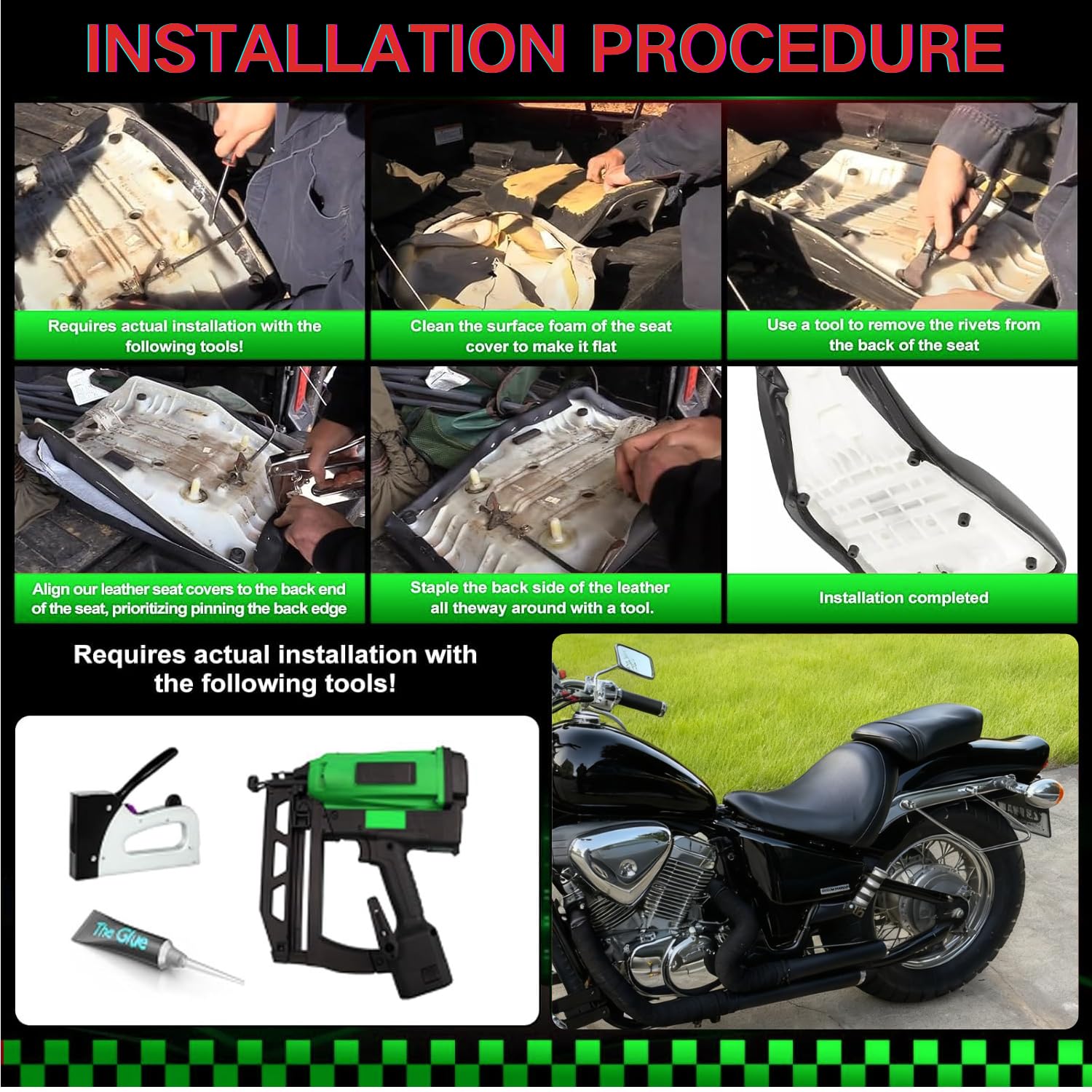 Coprisedile completo avvolgente per Honda VT 600 VT600 C/CD Shadow VLX Deluxe 1988 – 2008 / Pelle Premium / Impermeabile / antimacchia (nero)