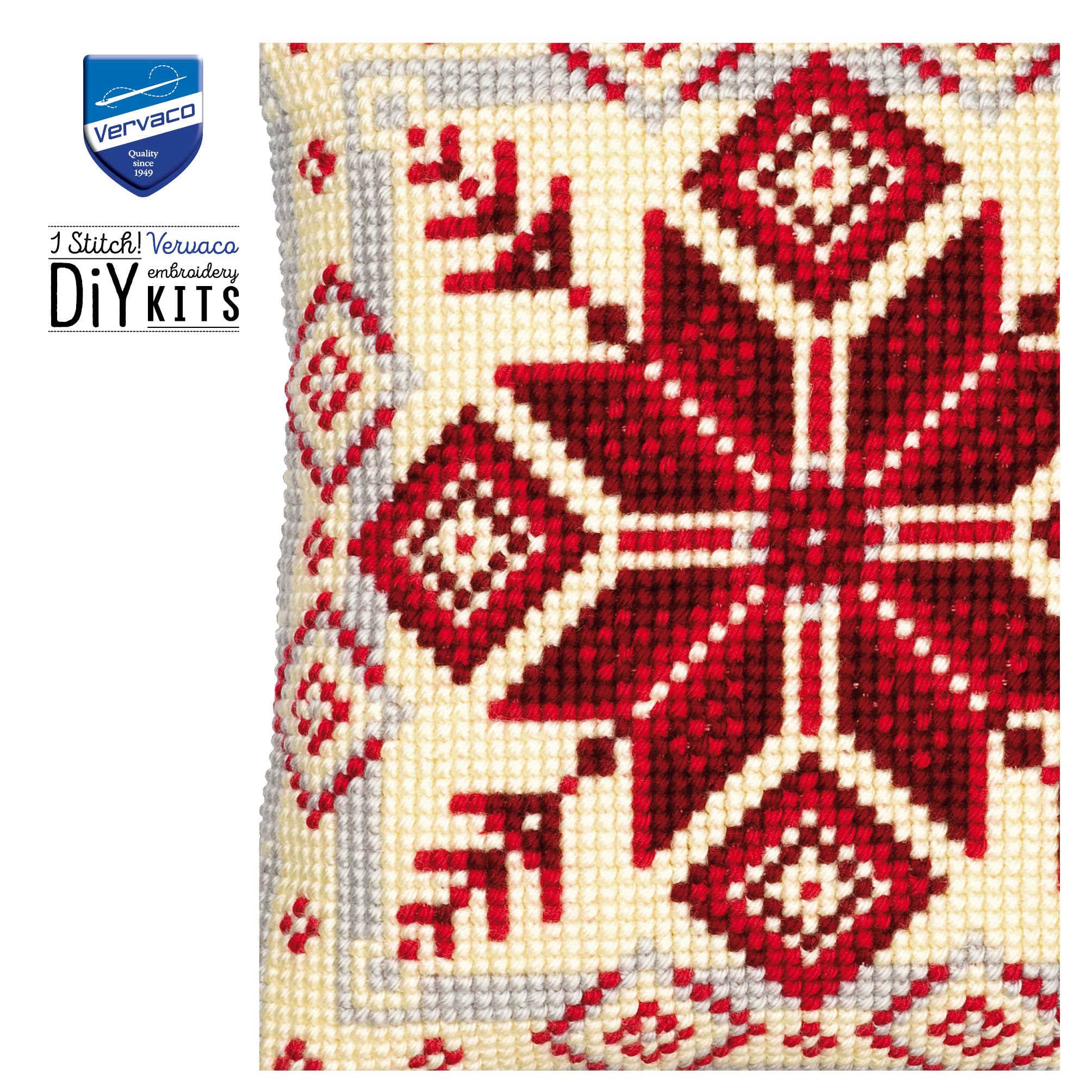 VERVACO Kit Cuscino Punto Croce Fiocco di Neve Nordico Set Ricamo Principianti Cuscini Gobelin Decorativi ca. 40 x 40 cm Accessori per Lavoretti Creativi DIY Casa Decor Hobby Adulti Cross Stitch