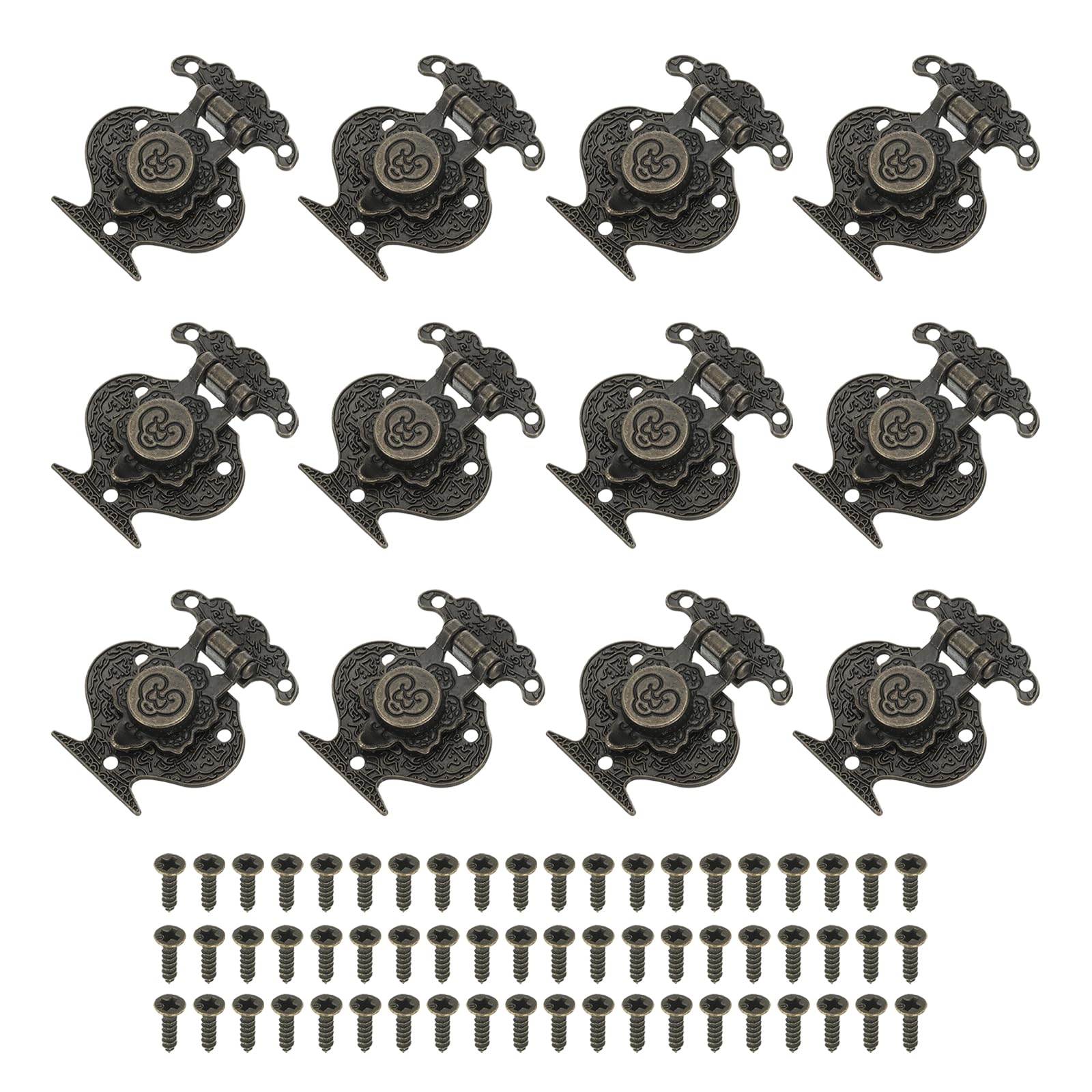 PATIKIL Toggle Catch Lock 1.9" x 1.5" 12 Pack Zinc Alloy Vintage vase Hasp Latch Retro Style Clasp Latch for Wooden Jewellery Box Decoration Suitcase Bronze
