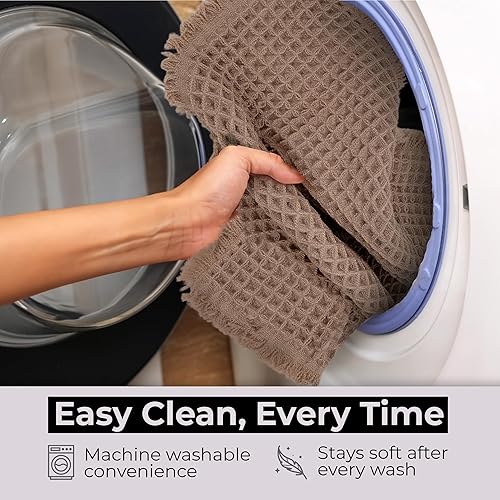 Miniatura 5 de Tapete de baño con diseño de gofre, absorbente y antideslizante, lavable a máquina, tapete de baño texturizado de punto gofre con parte trasera de