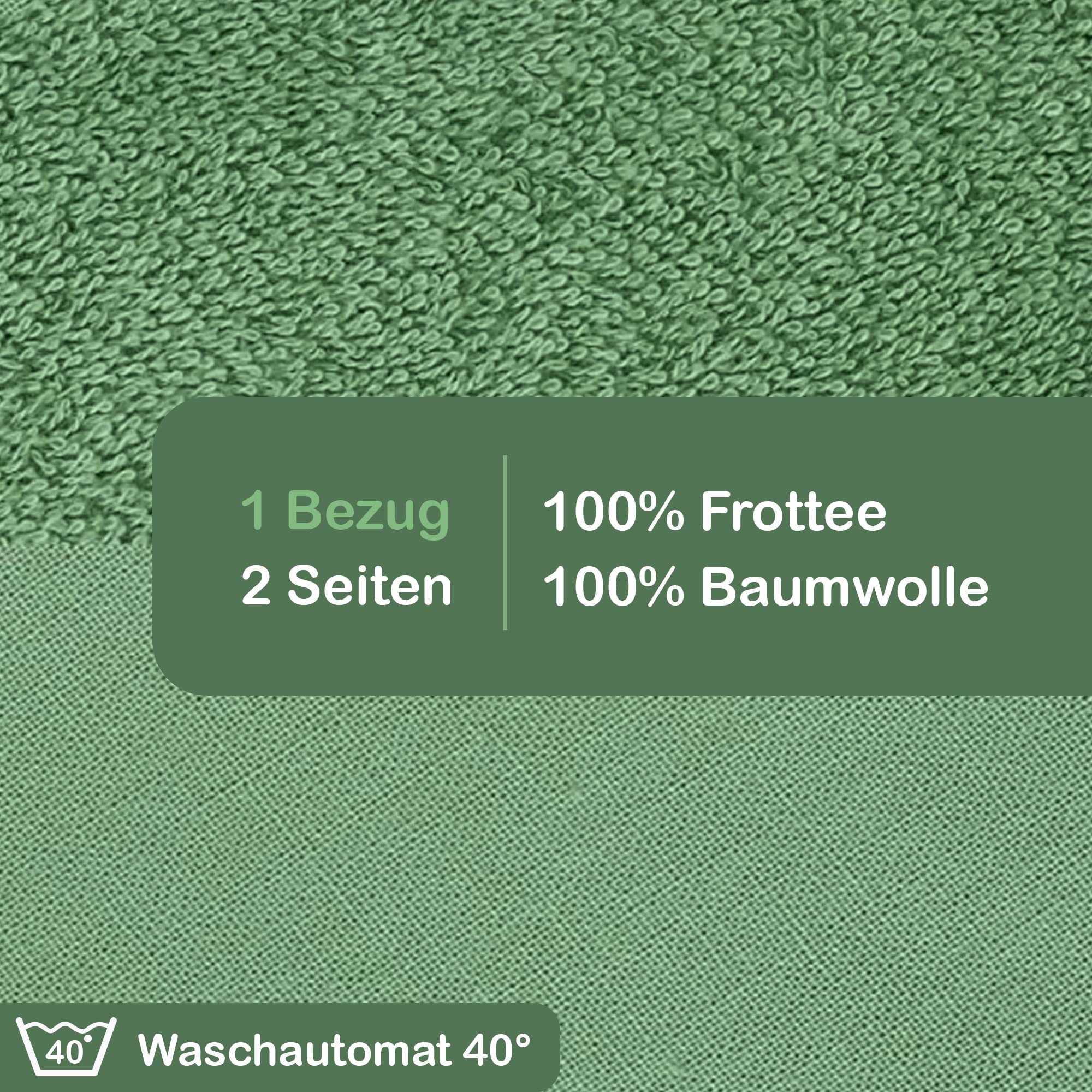 XL Stillkissen Inklusive 2 Bezüge Grün - Bezug für Stillkissen aus Frottee und Baumwolle - mit Elastik in der Kurve - Nursing Pillow mit Mikroperlen