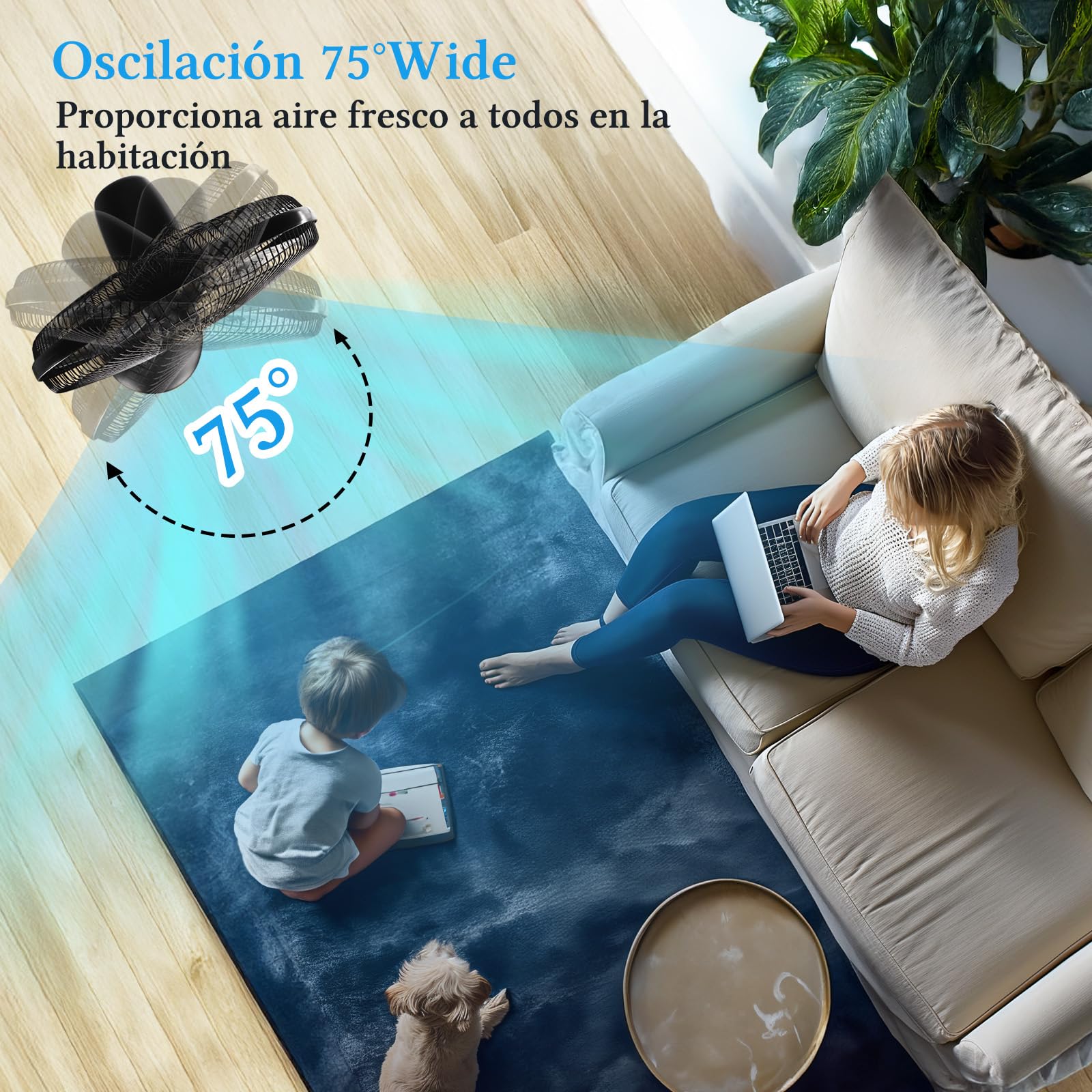 Taylor Swoden Ventilador de pie, Silencioso Motor Brushless DC Mando, 28 Velocidades, ECO, 40W, 3 modos, 12H Time, LED, Ajustable en altura(125-135cm), con Mando, ranura anti-mosquitos,Negro