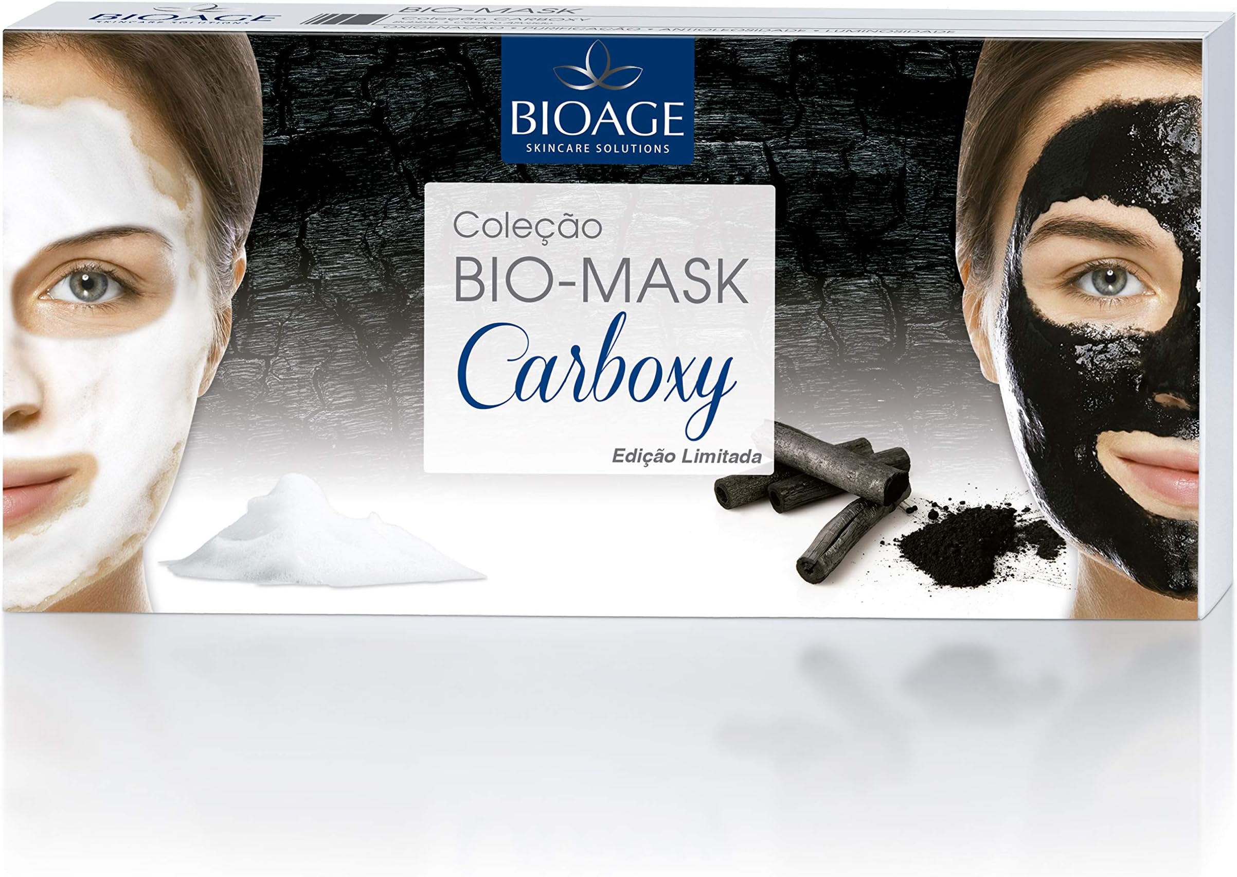 BIO-MASK CARBOXY COLLECTION KIT (2 Mask) - ACTIVATED CHARCOAL DESCALING MASK & BUBBLE MASK CARBOXI THERAPY Oxygenation • Purification • Anti oiliness • Luminosity