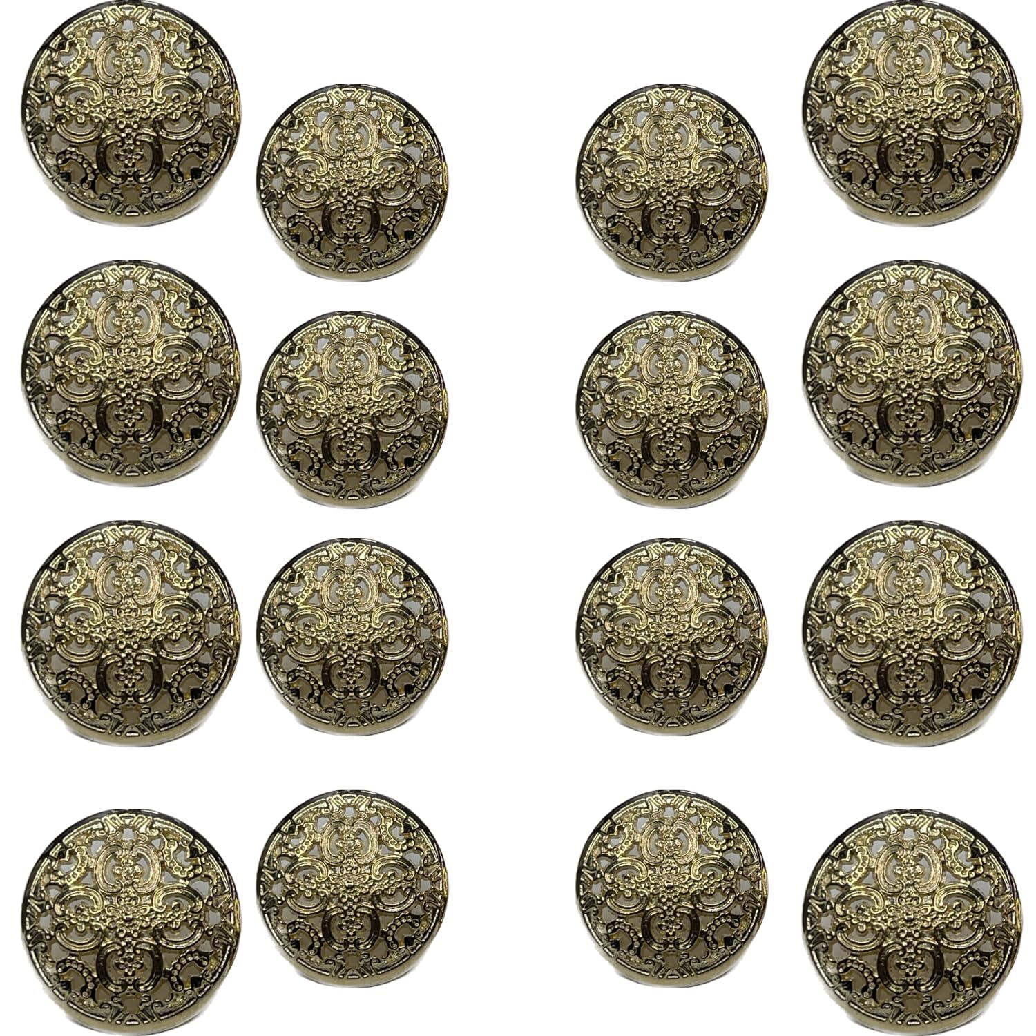 Ani Accessories Metal Shank Button Net Design Button for Coat Blazer Suit, Sherwani, and Bandhgala Indian Dresses Sports Coat Uniform Jacket (Pack of 16 8 Big 8 Small, Net Design Button)-picture-52